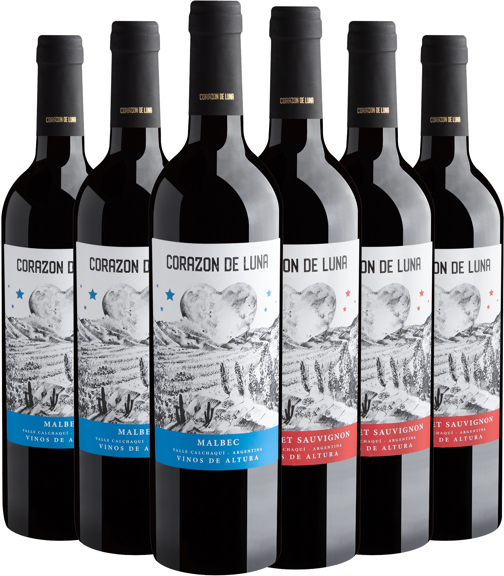 Kit Corazon de Luna | 3 Malbec + 3 Cabernet Sauvignon por R$29,90 cada garrafa + Frete Grátis*