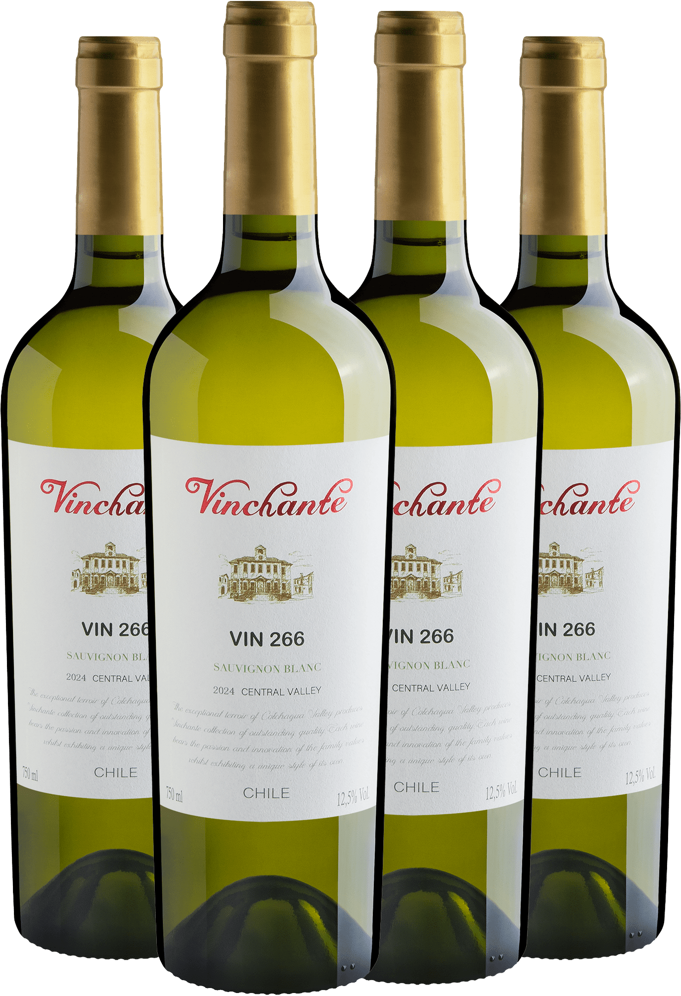 Kit 4 Vinchante Vin 266 Sauvignon Blanc Central Valley por R$32,90 cada garrafa