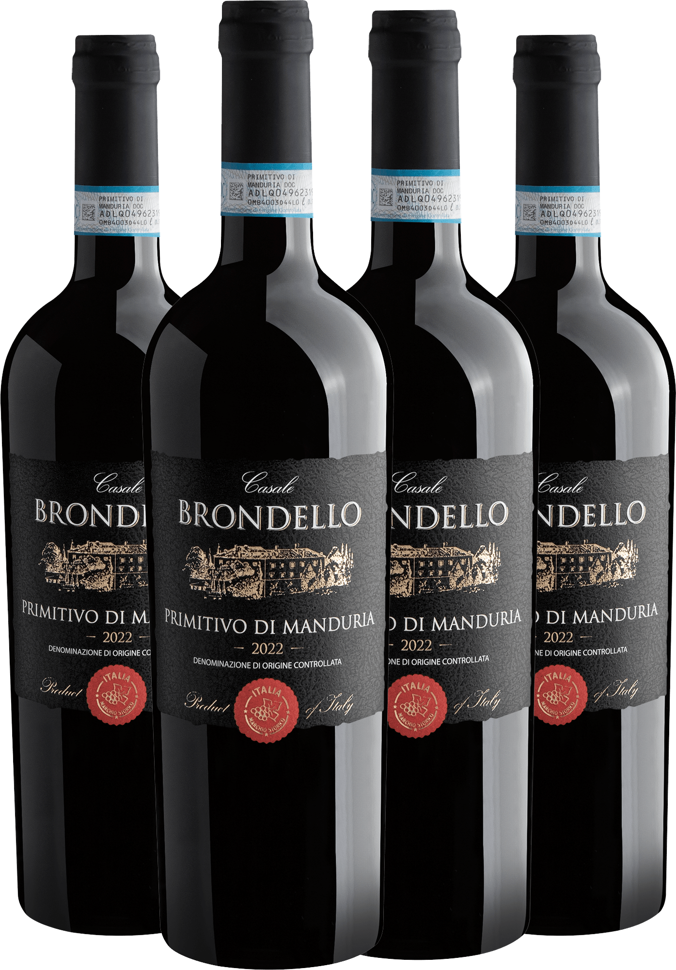 Kit 4 Casale Brondello Primitivo di Manduria DOC por R$99,90 cada garrafa