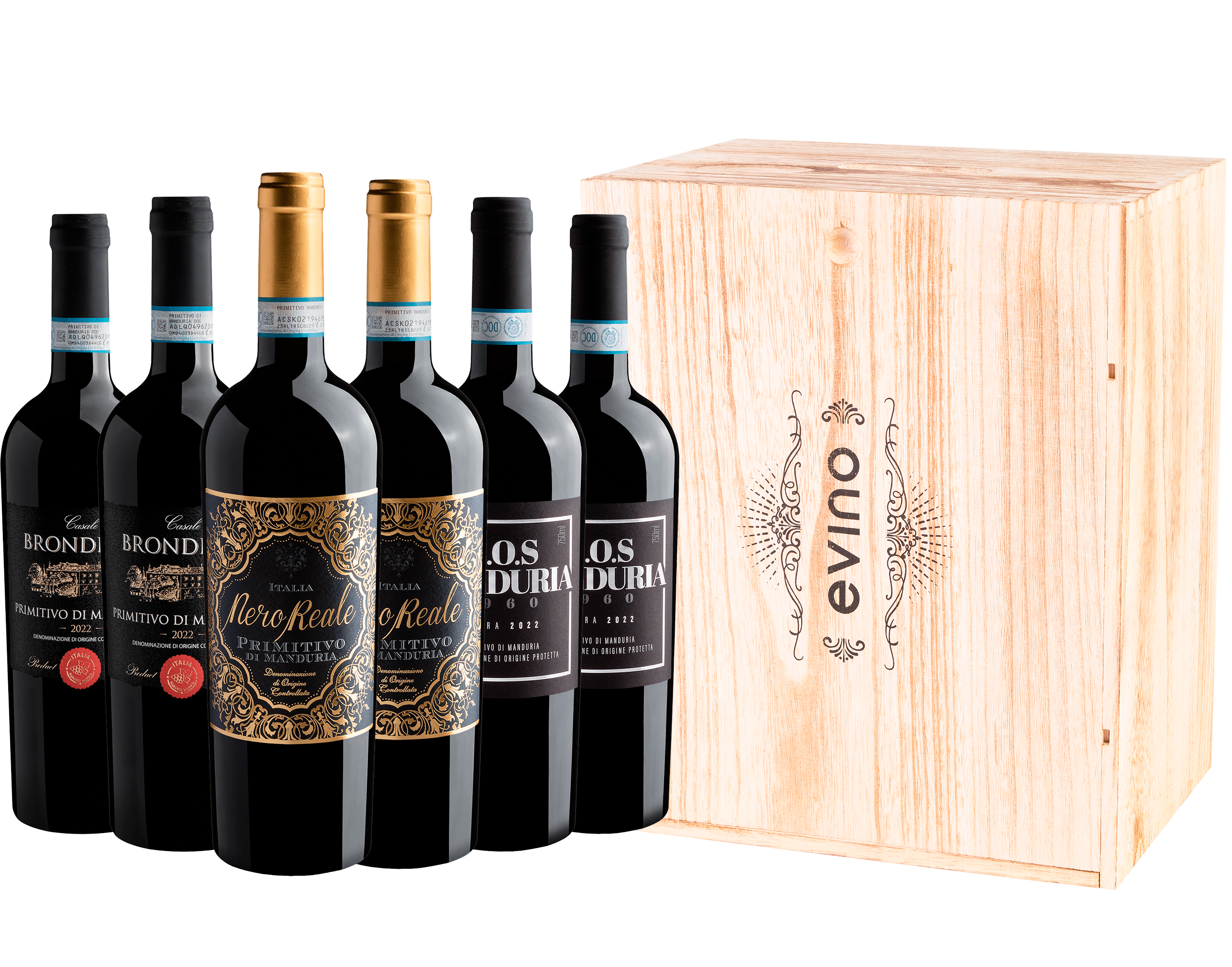 Kit 6 Primitivos di Manduria por R$92,07 cada garrafa com cupom + Caixa de Madeira Grátis