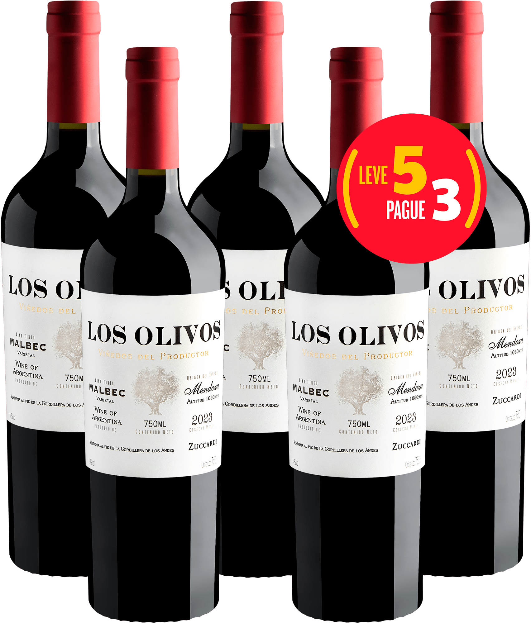Kit Leve 5 Pague 3 Zuccardi Los Olivos Malbec