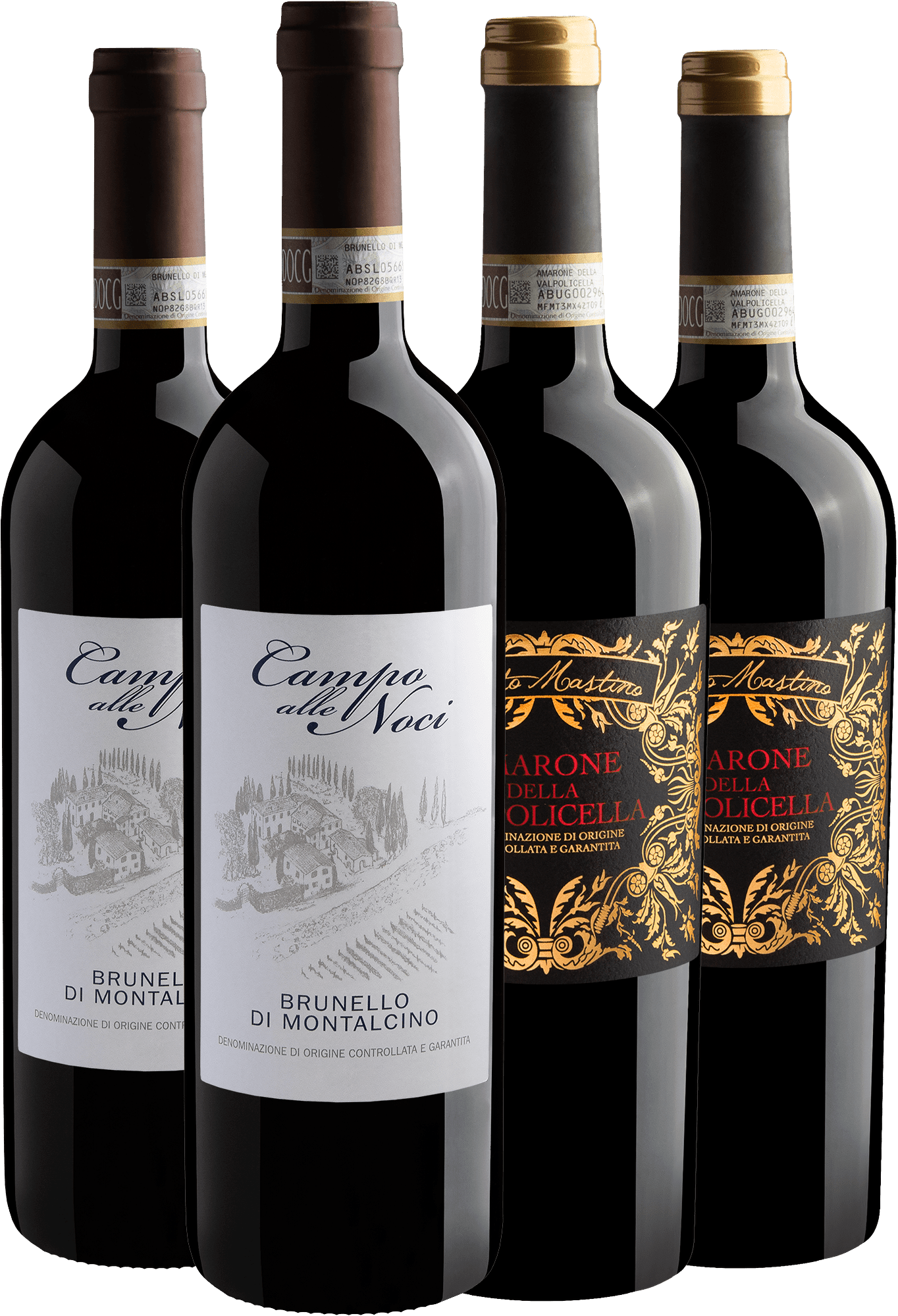 Kit 2 Brunello di Montalcino + 2 Amarone della Valpolicella por R$237,92 cada garrafa com cupom