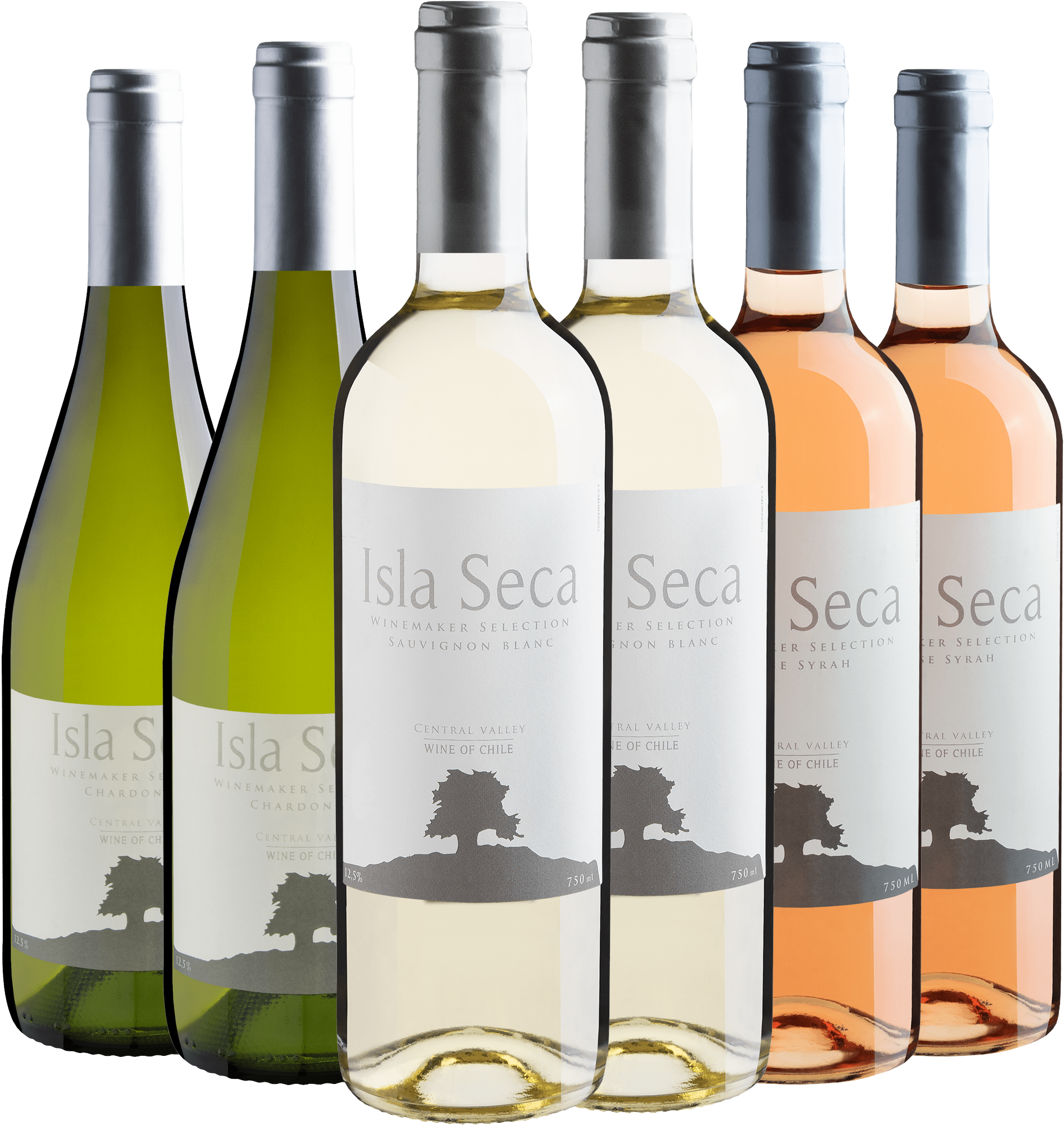 Kit Isla Seca Refrescantes | 2 Sauvignon Blanc + 2 Chardonnay + 2 Syrah por R$29,90 cada garrafa
