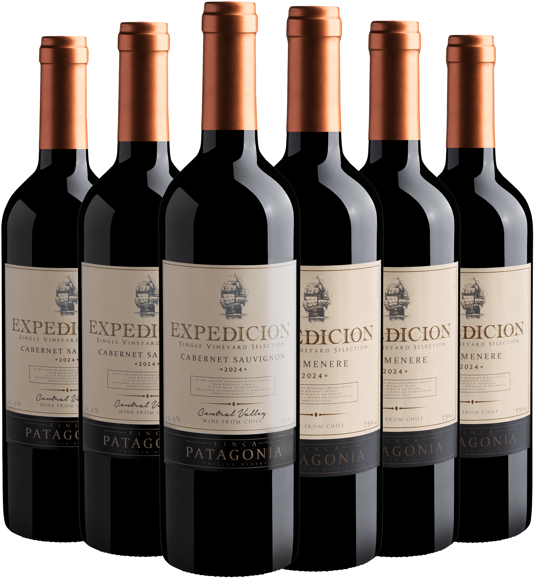 Kit Finca Patagonia Expedicion | 3 Carménère + 3 Cabernet Sauvignon por R$25,90 cada garrafa + Frete Grátis*
