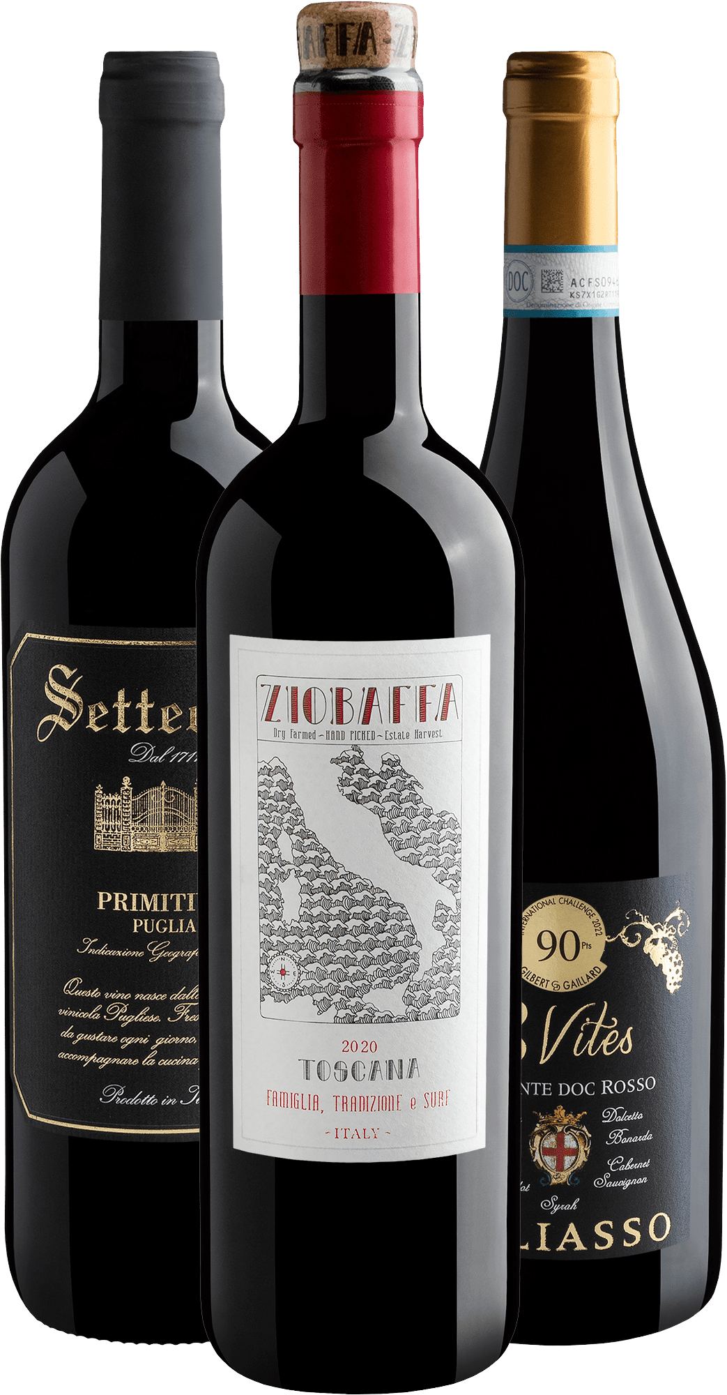 Kit 3 Italianos 94+ Pontos por R$69,90 cada garrafa