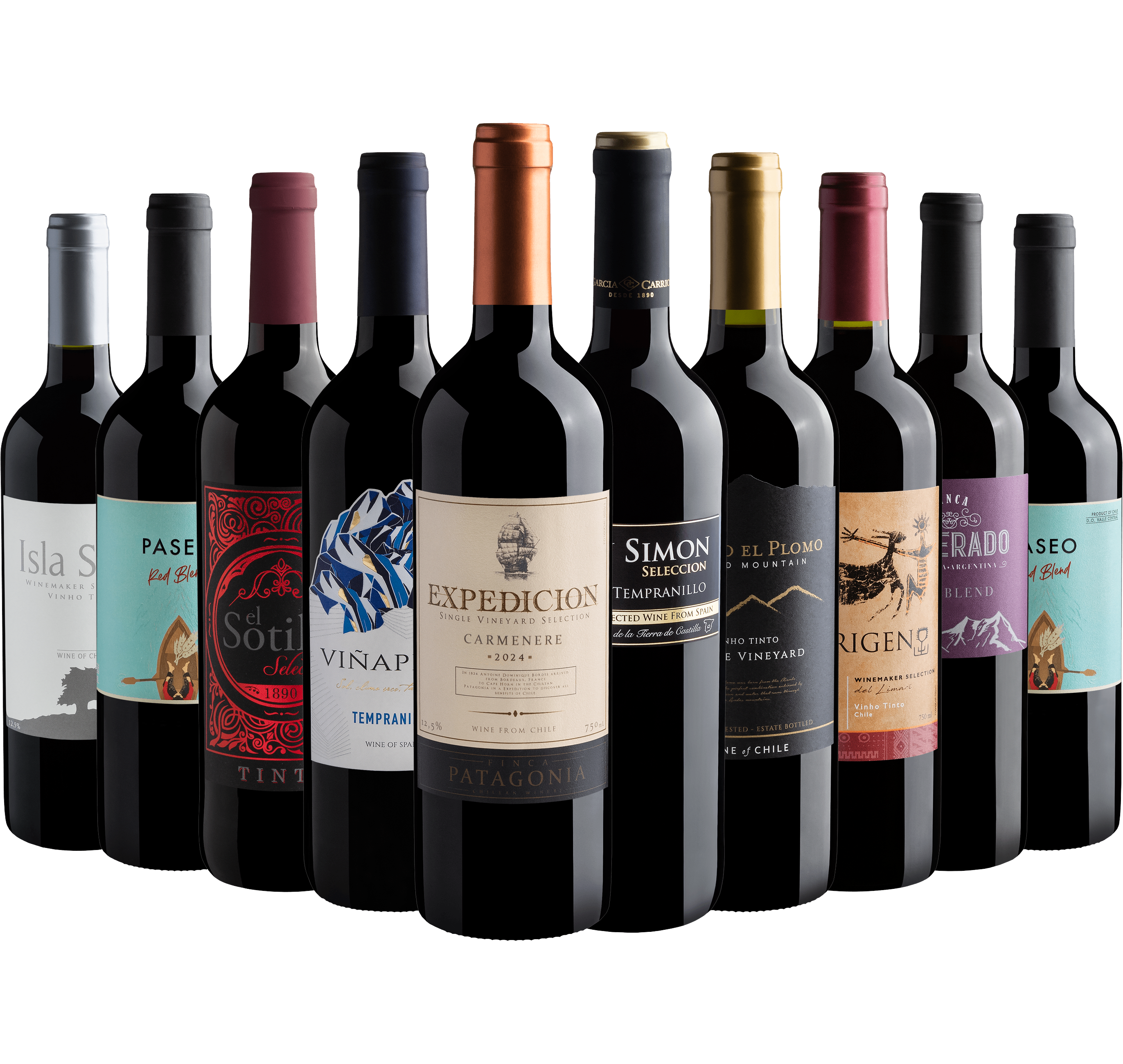Kit 10 Vinhos Tintos por R$22,90 cada garrafa*