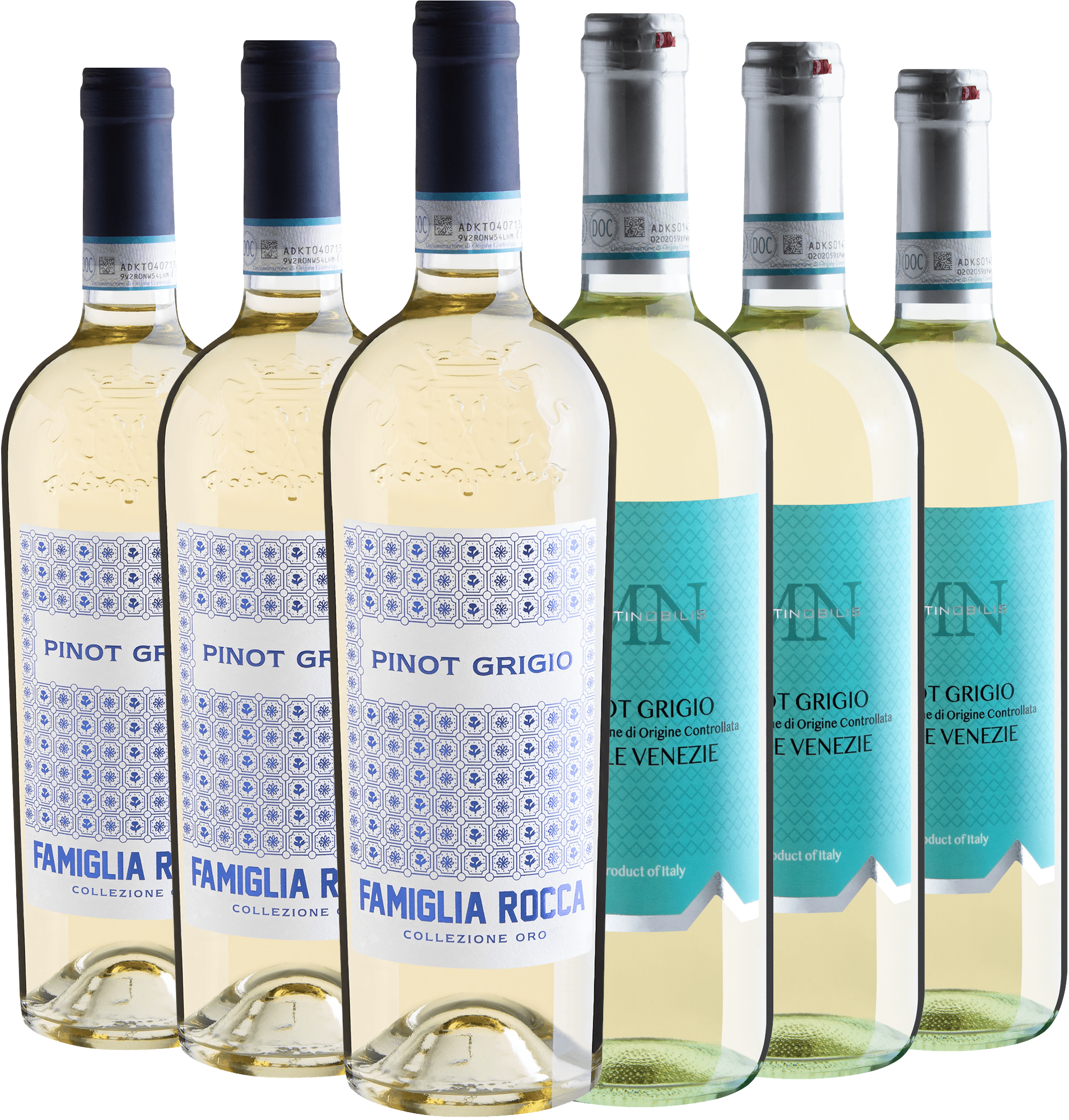 Kit Pinot Grigio | 3 Famiglia Rocca Collezione Oro + 3 Musti Nobilis
