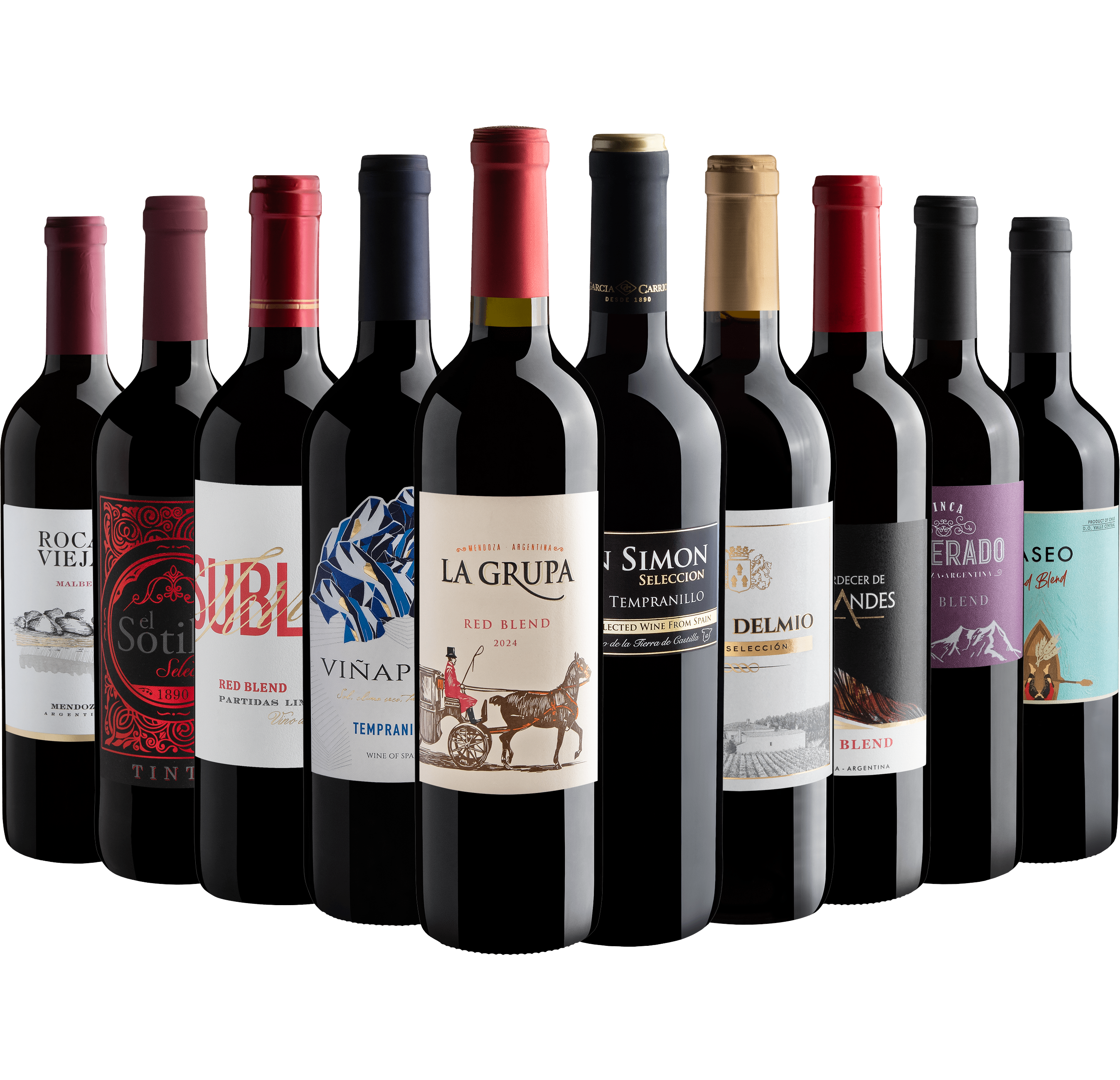 Kit 10 Vinhos Tintos por R$24,90 cada garrafa*