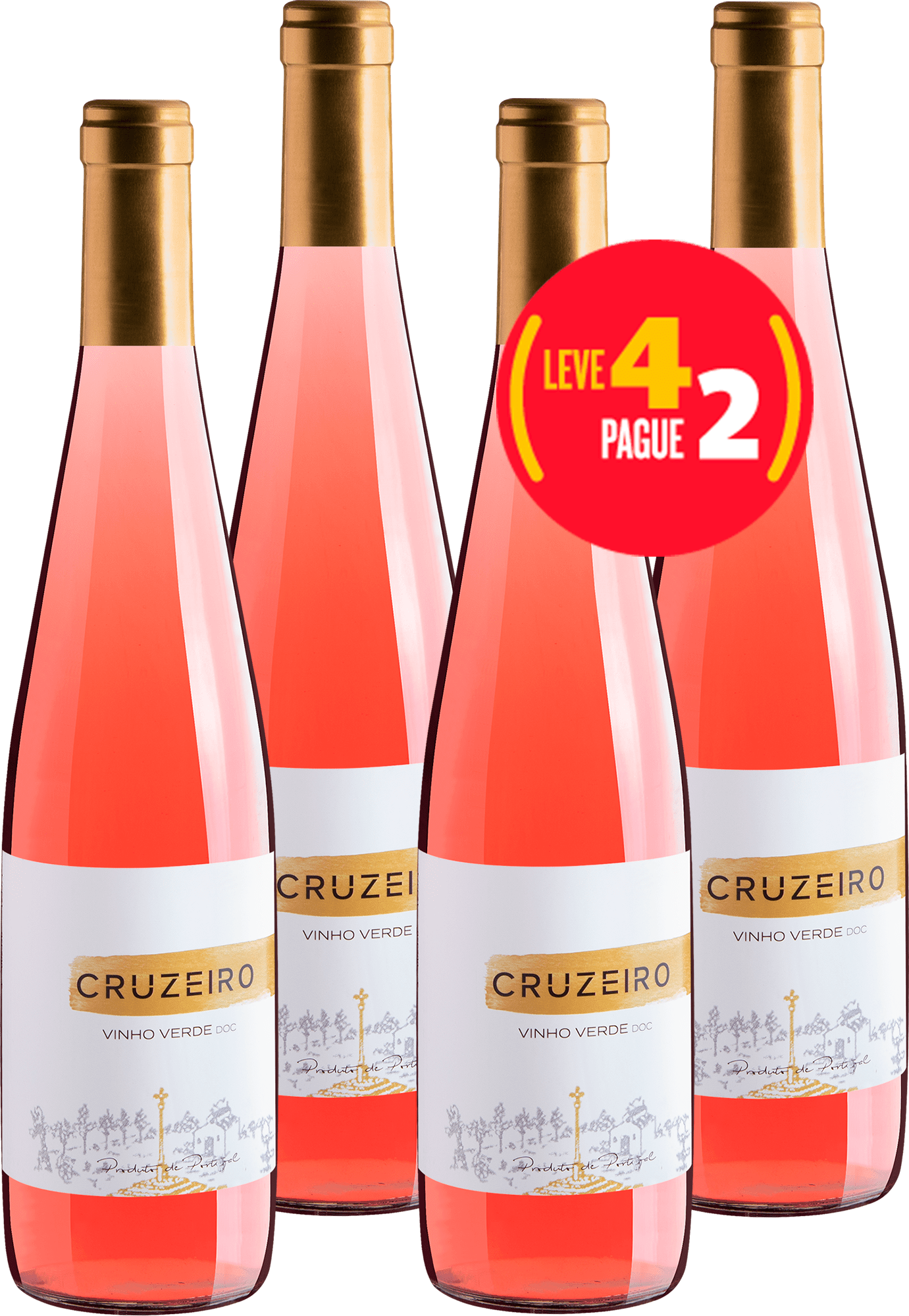 Kit Leve 4 Pague 2 Cruzeiro Rosado Vinho Verde DOC