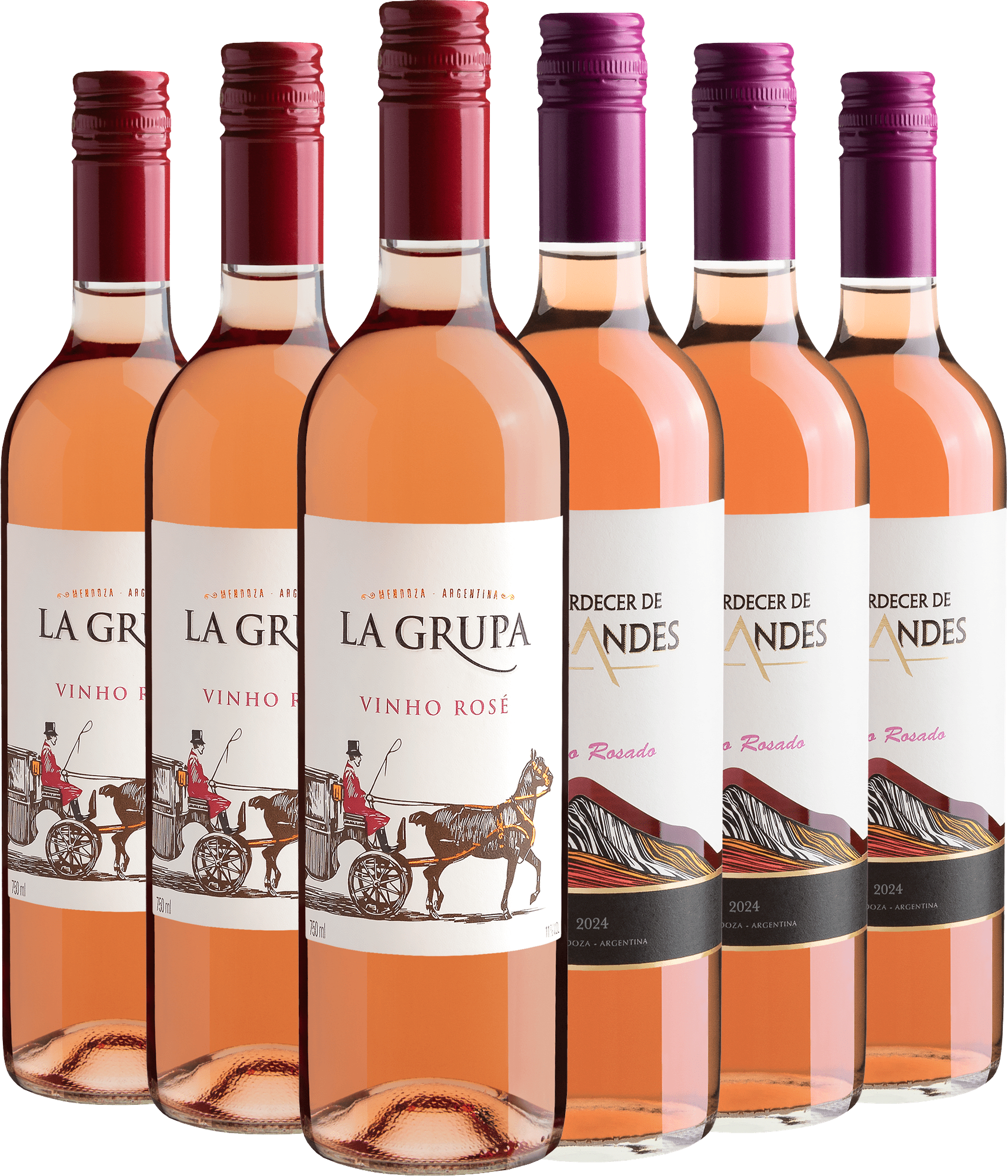 Kit Rosés | 3 La Grupa + 3 Atardecer de Los Andes por R$27,90 cada garrafa*