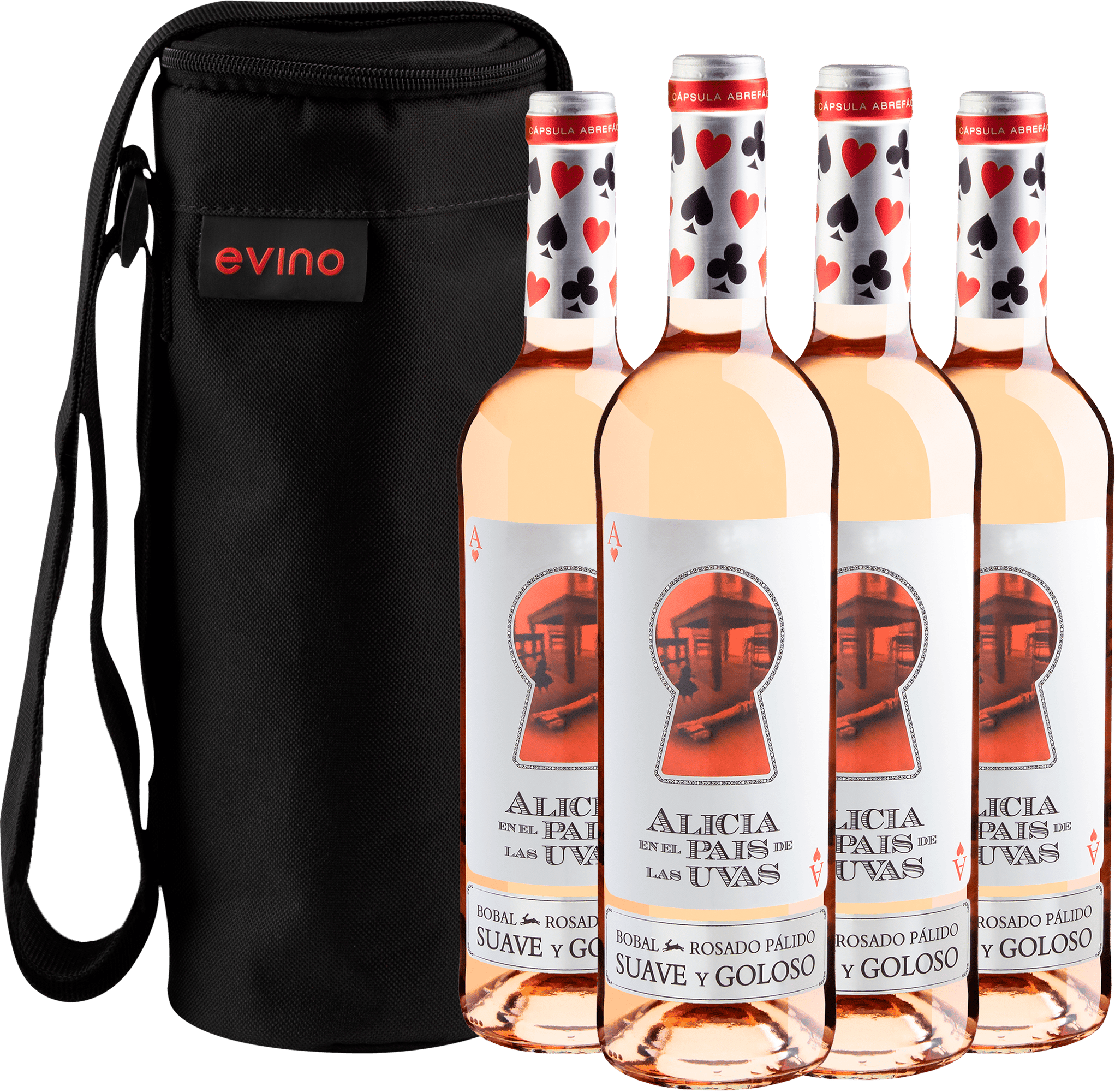 Kit 4 Alicia en el Pais de Las Uvas Bobal Rosado Pálido + Bolsa Exclusiva
