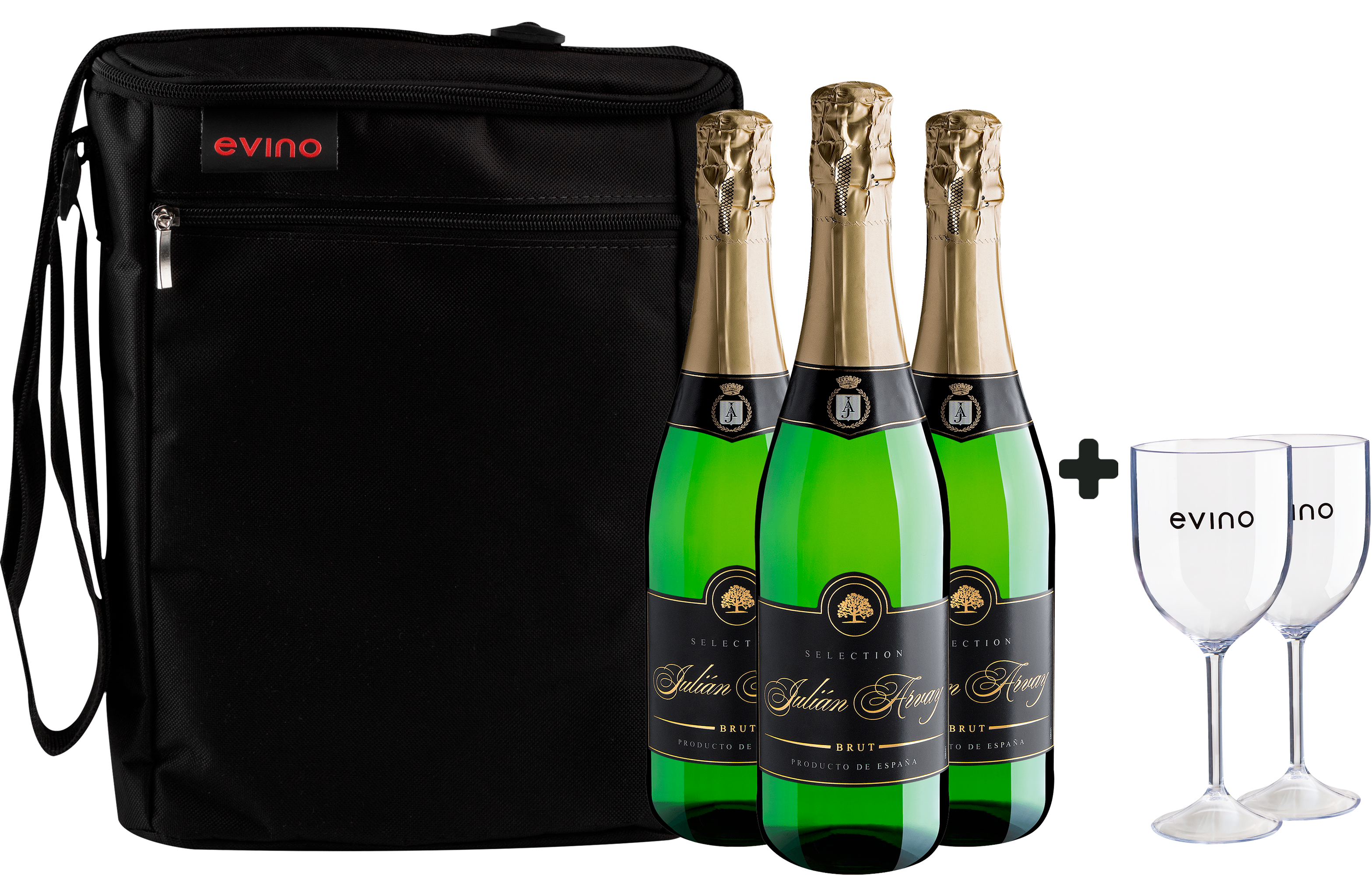 Kit 3 Julián Arvay Selection Brut + 2 Taças e Bolsa Exclusiva