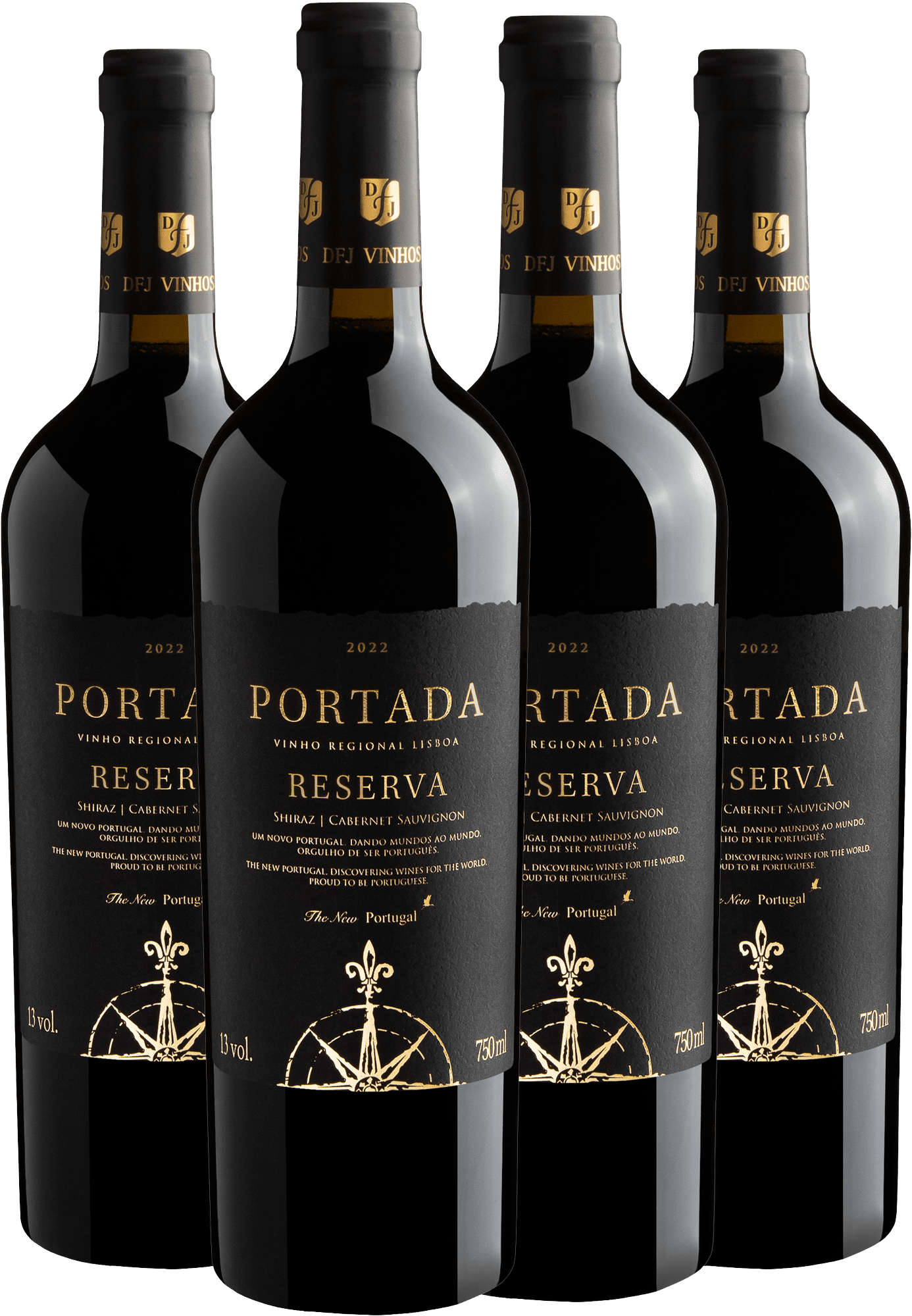 Kit 4 Portada Reserva Black Shiraz | Cabernet Sauvignon Vinho Regional Lisboa por R$74,90 cada garrafa