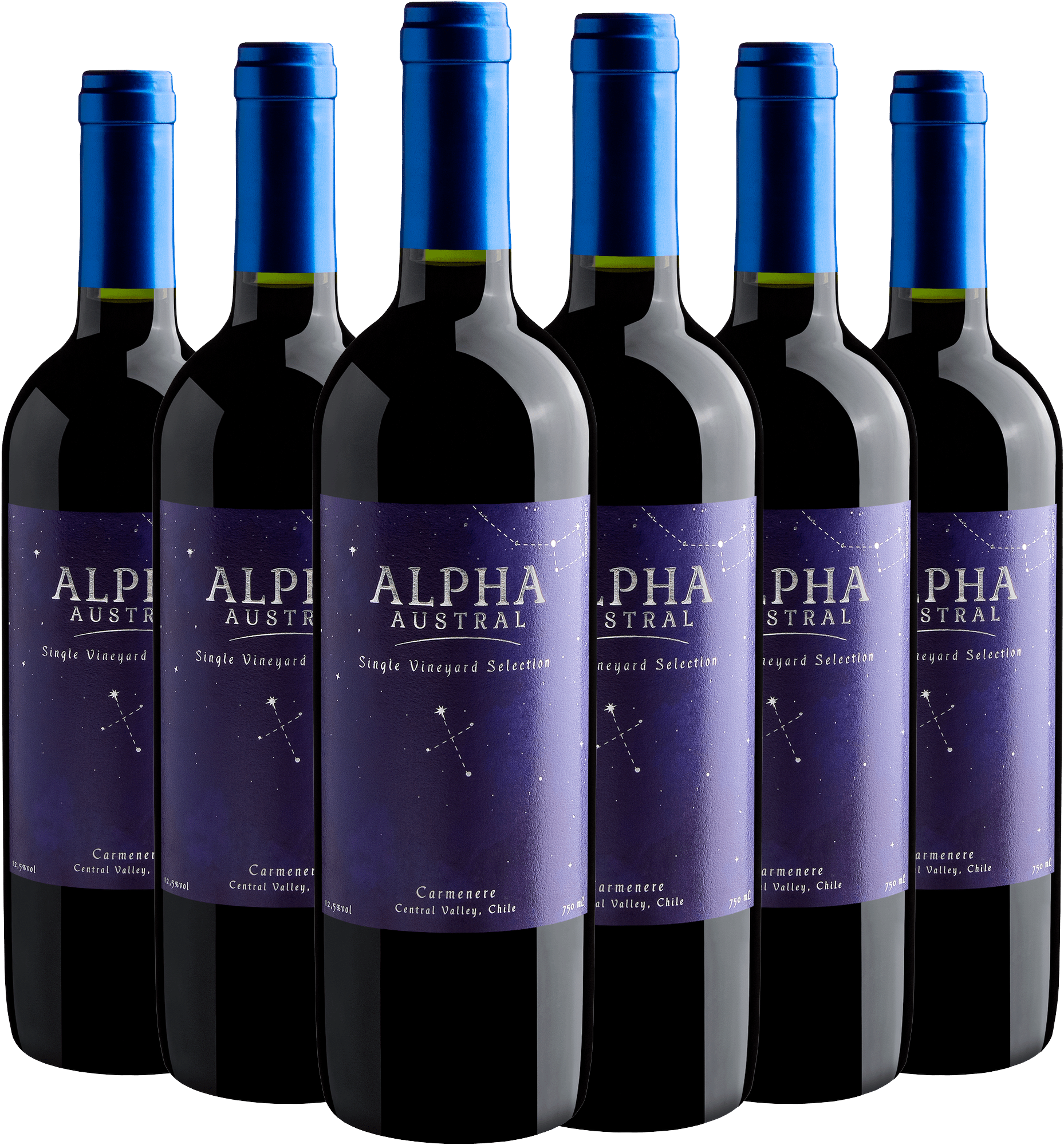Kit 6 Alpha Austral Single Vineyard Selection Carménère Central Valley D.O.