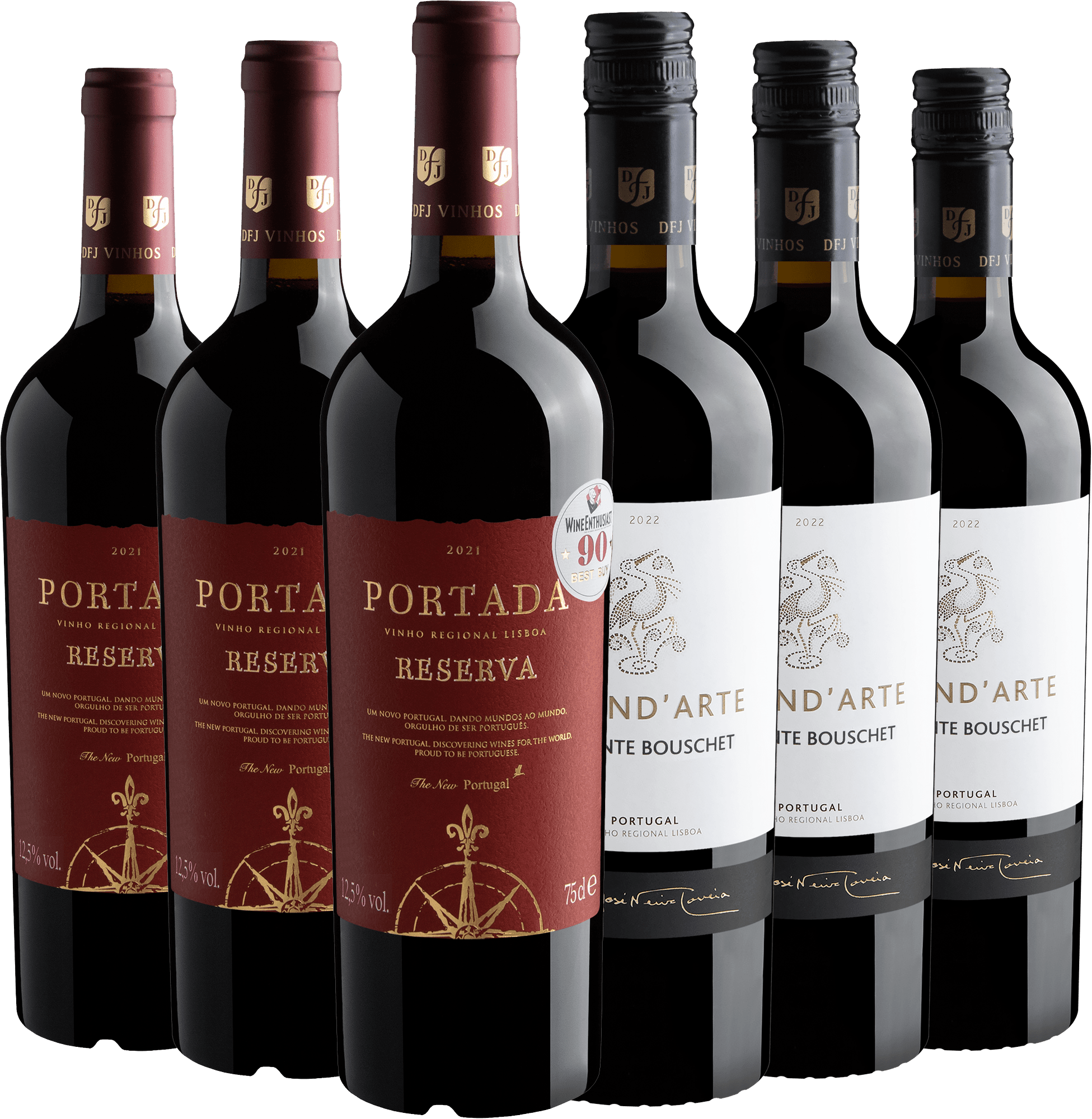 Kit 3 Portada Reserva + 3 Grand’Arte Alicante Bouschet por R$67,90 cada garrafa