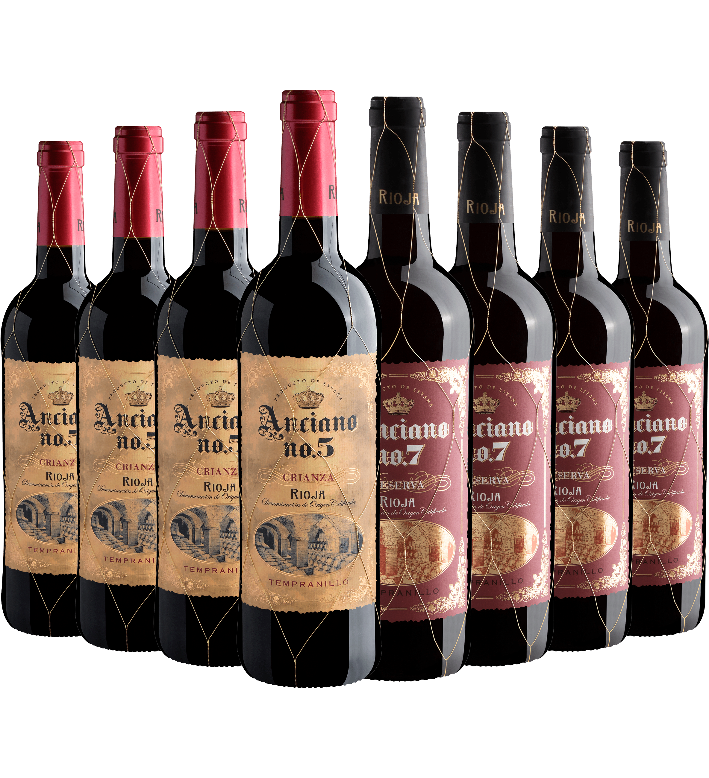 Kit Anciano: 4 Crianza + 4 Reserva por R$54,90 cada garrafa