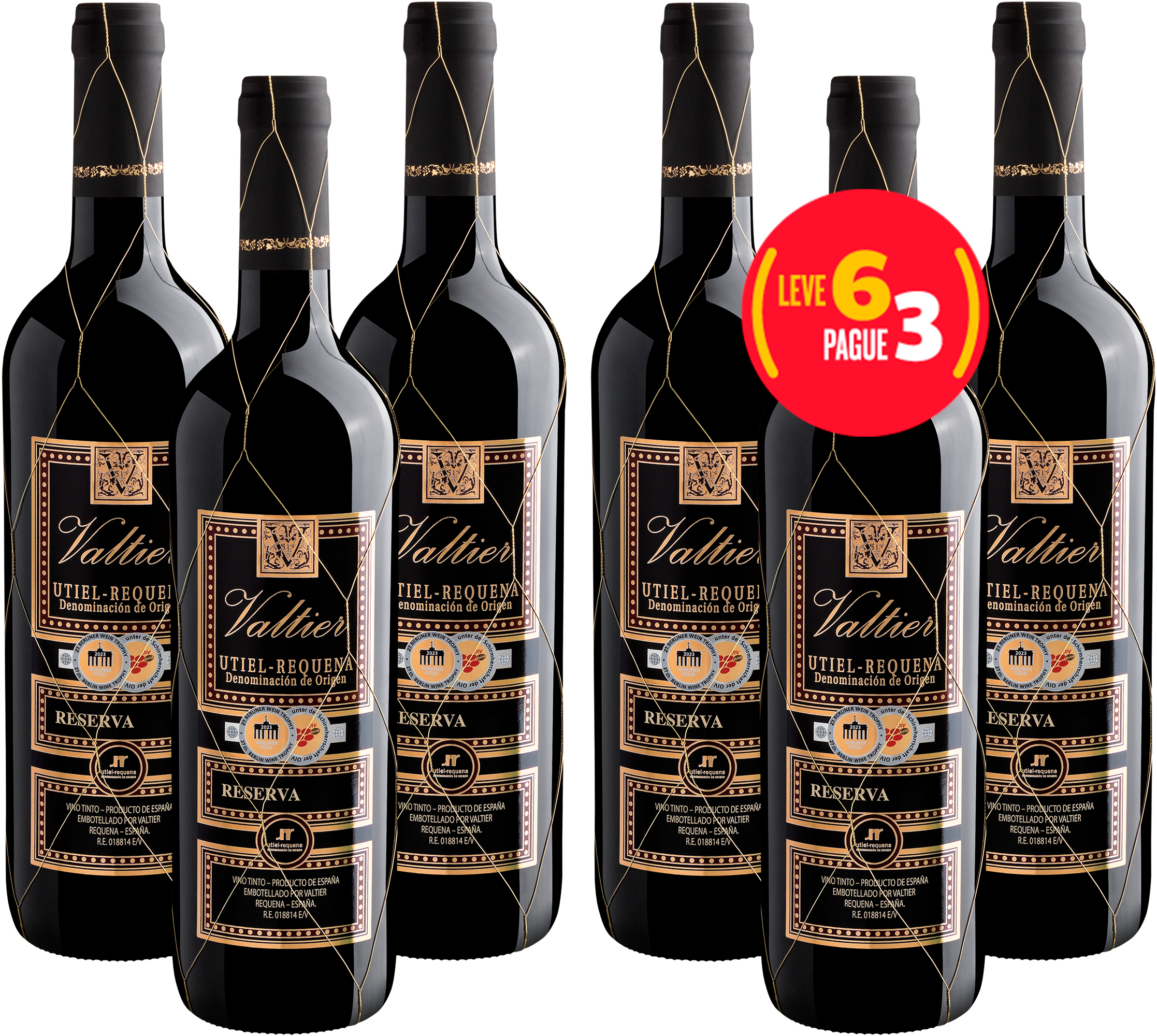 Kit Leve 6 Pague 3 Valtier Reserva Utiel-Requena DOP