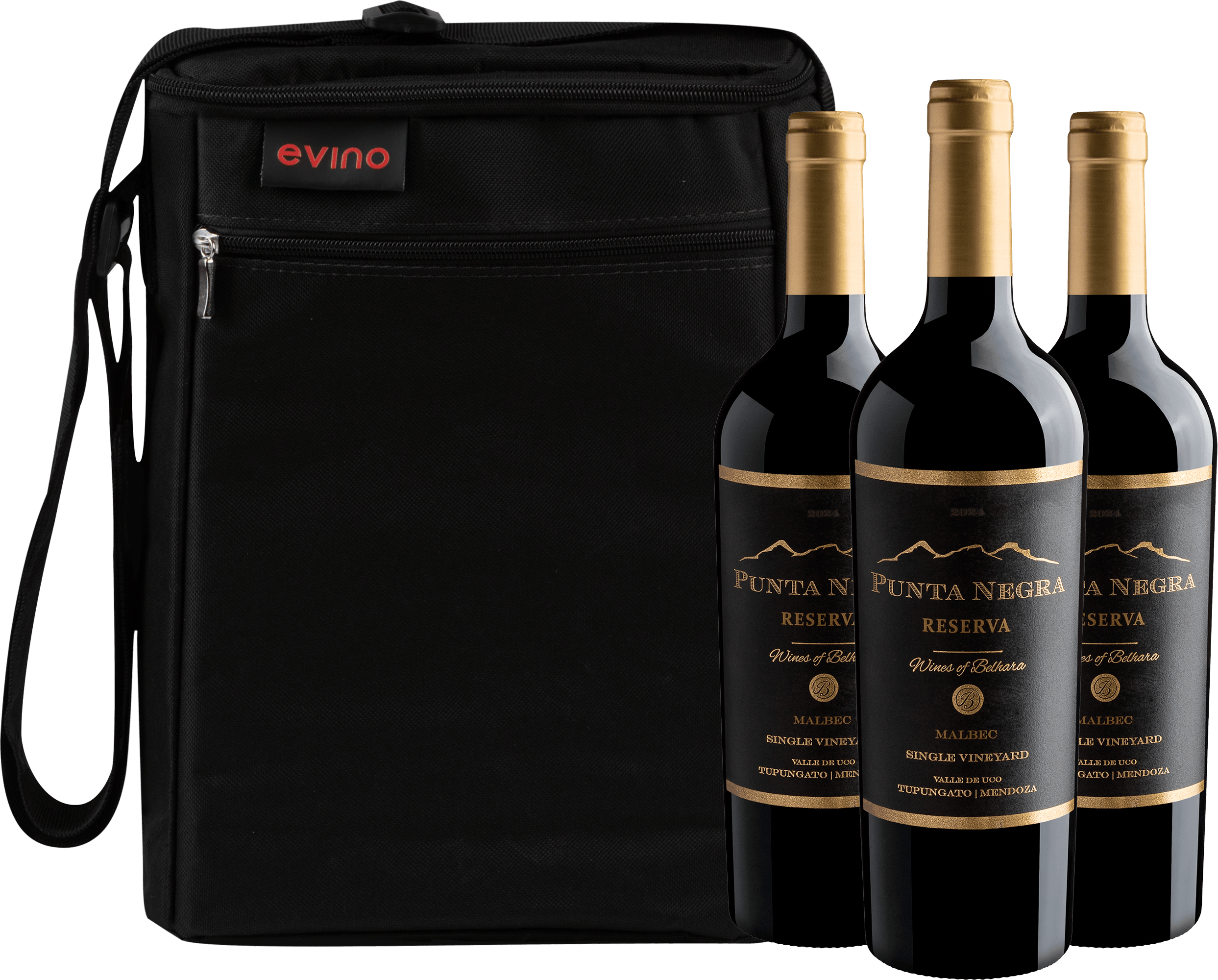 Kit 3 Punta Negra Reserva Malbec + Bolsa Exclusiva