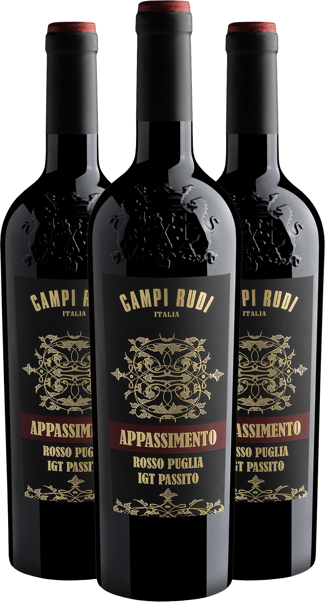 Kit 3 Campi Rudi Appassimento Rosso Passito Puglia IGT por R$89,90 cada garrafa