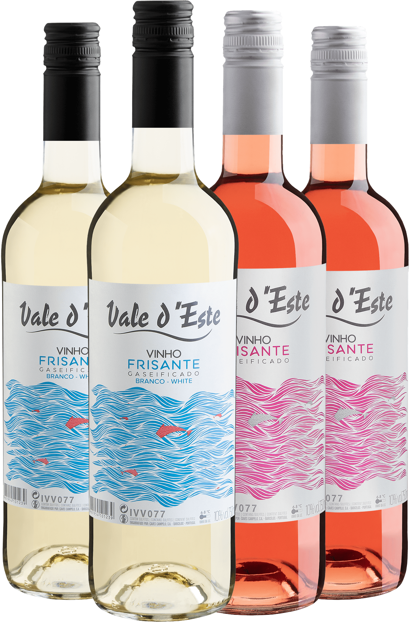 Kit Vale d’Este Frisante Gaseificado: 2 brancos + 2 rosés por R$36,90 cada garrafa