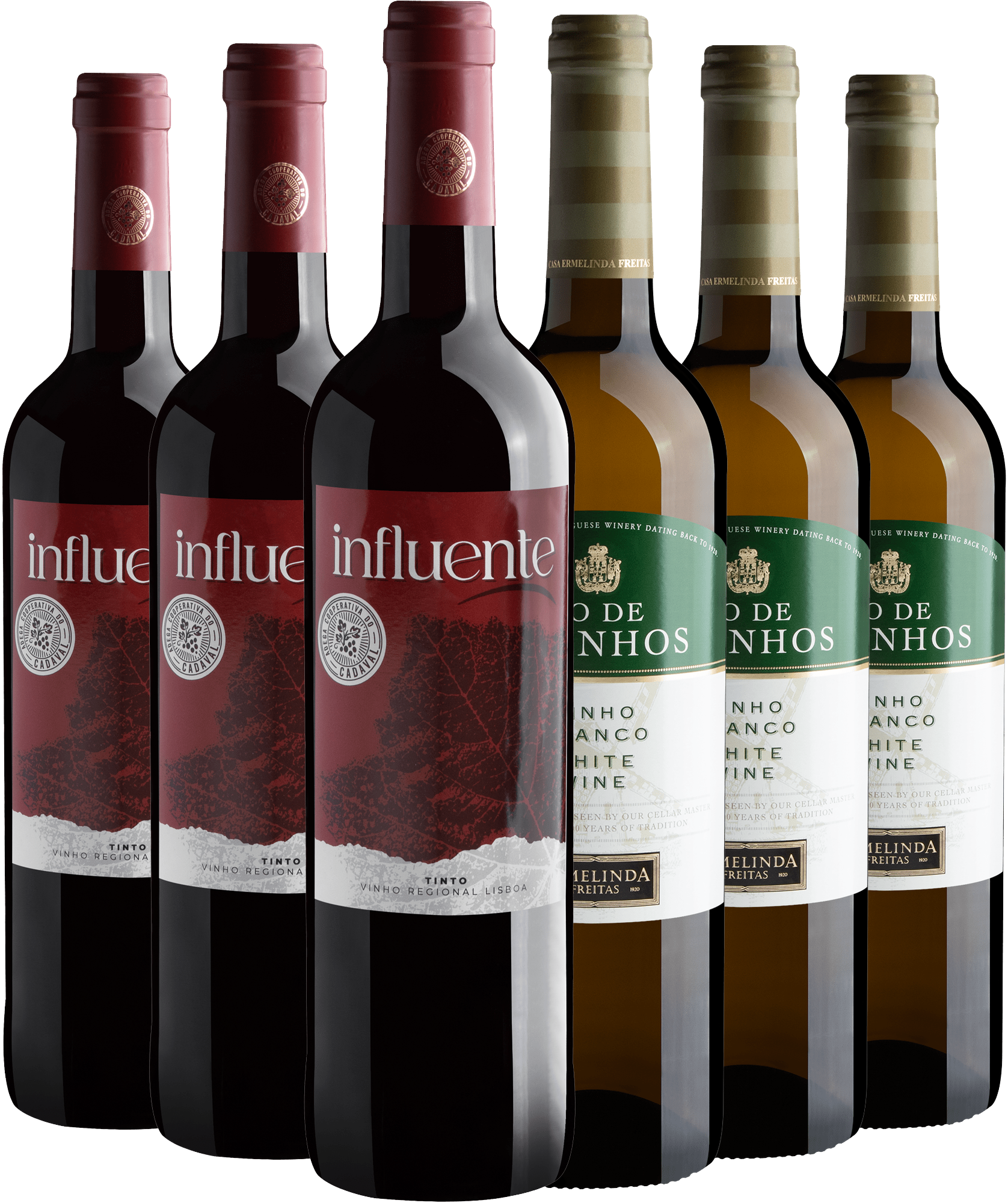 Kit 3 Influente Tinto + 3 Rio de Moinhos Branco