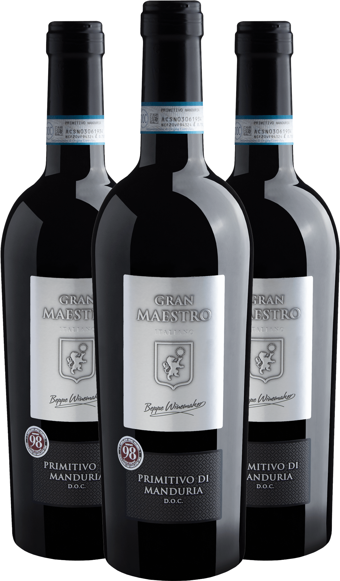 Kit 3 Gran Maestro Primitivo di Manduria DOC por R$139,90 cada