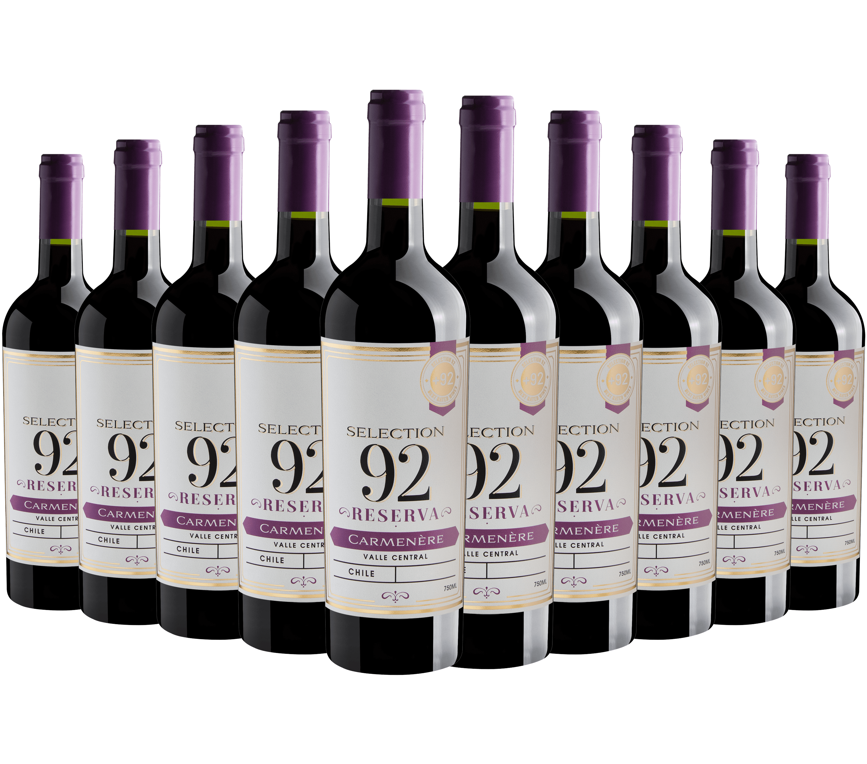 Kit 10 Selection 92 Reserva Carménère Valle Central por R$24,90 cada