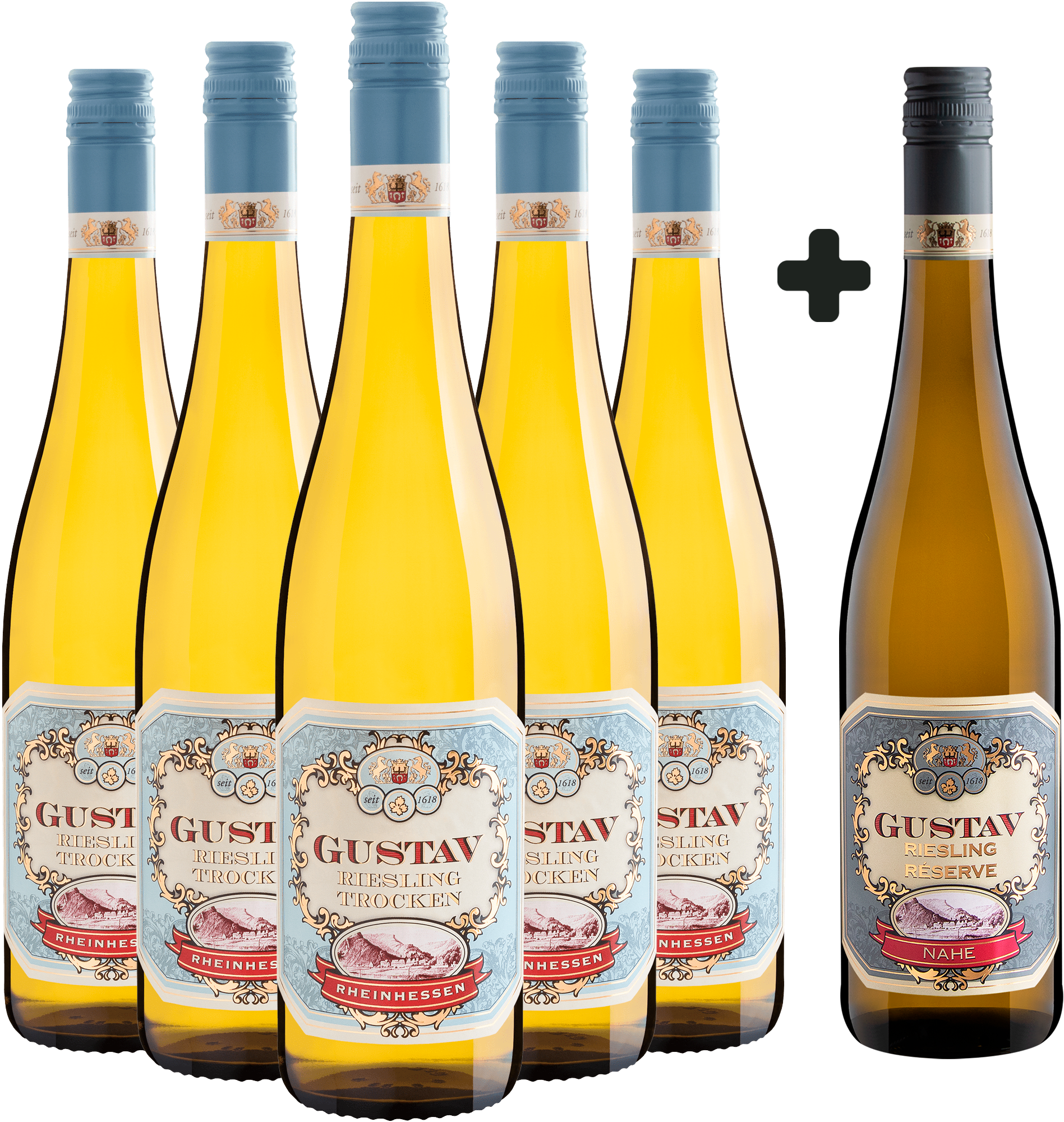 Kit Gustav: 5 Riesling + 1 Resérve por R$57,90 cada garrafa