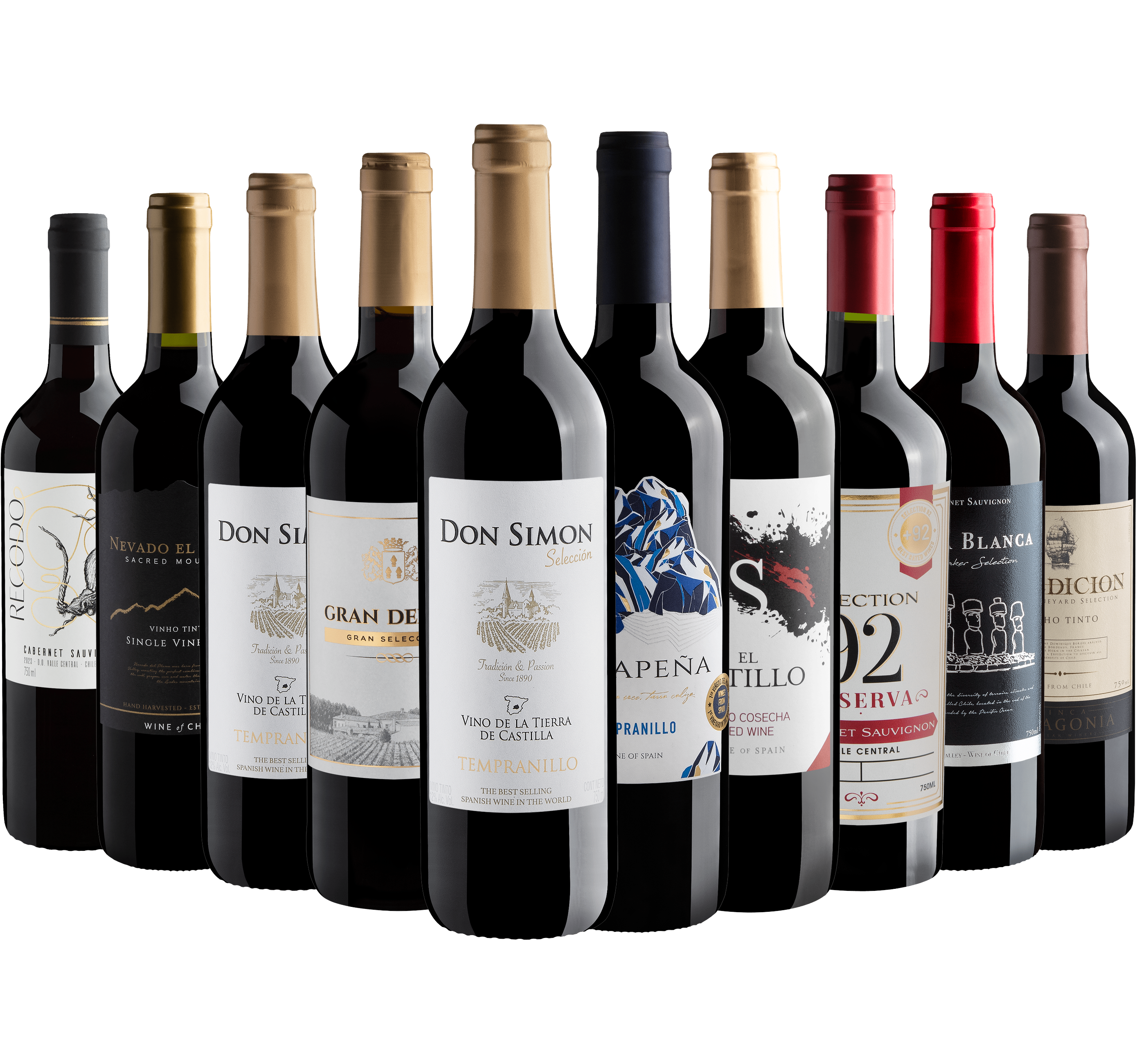 Kit 10 Vinhos Tintos por R$22,90 cada garrafa*