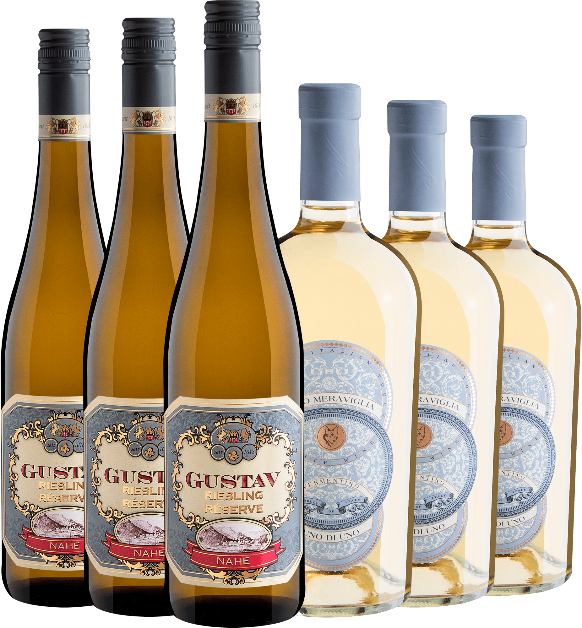 Kit 3 Gustav Riesling Réserve + 3 Lupo Meraviglia Uno di Uno