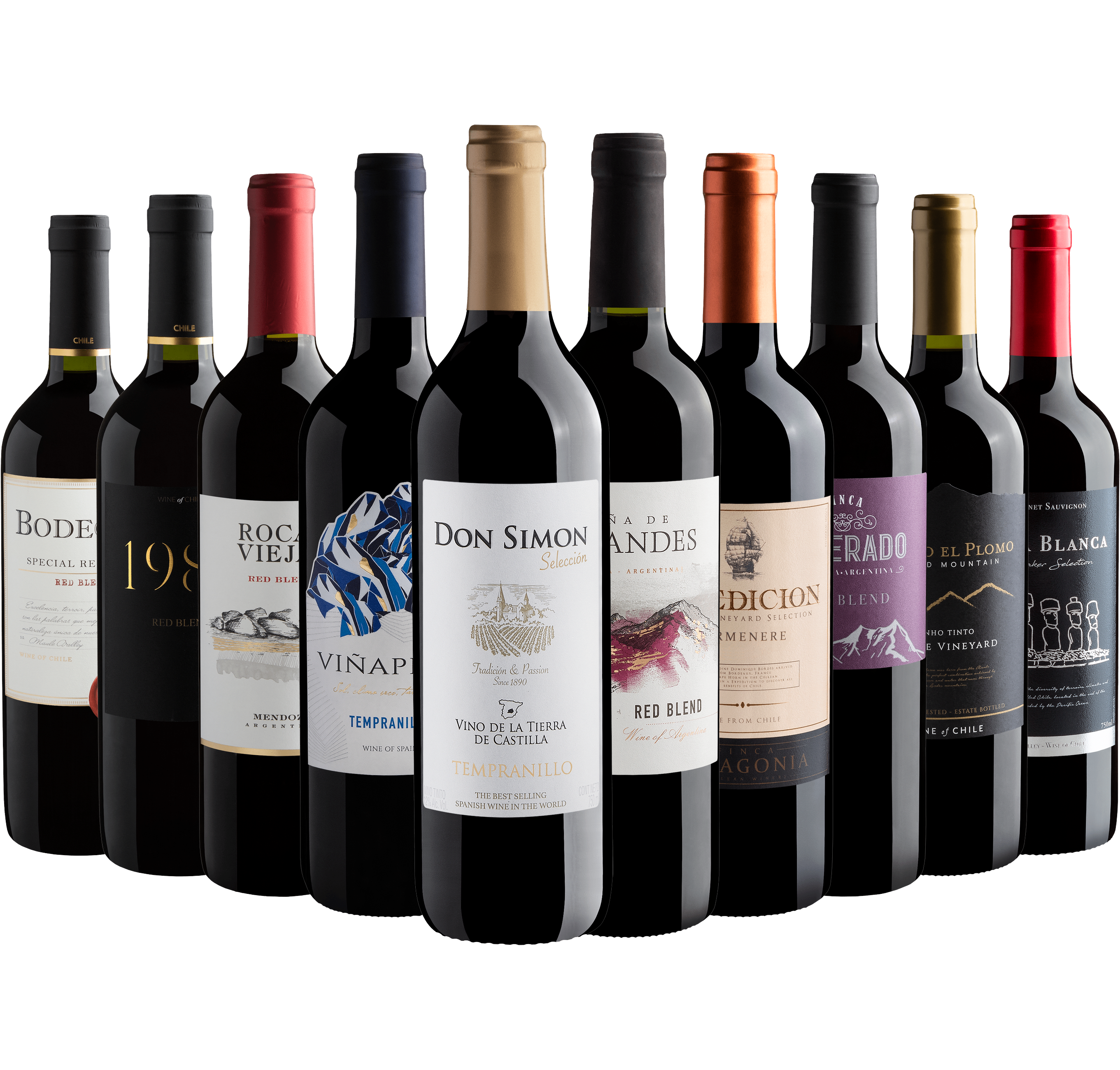 Kit 10 Vinhos Tintos por R$24,90 cada garrafa*