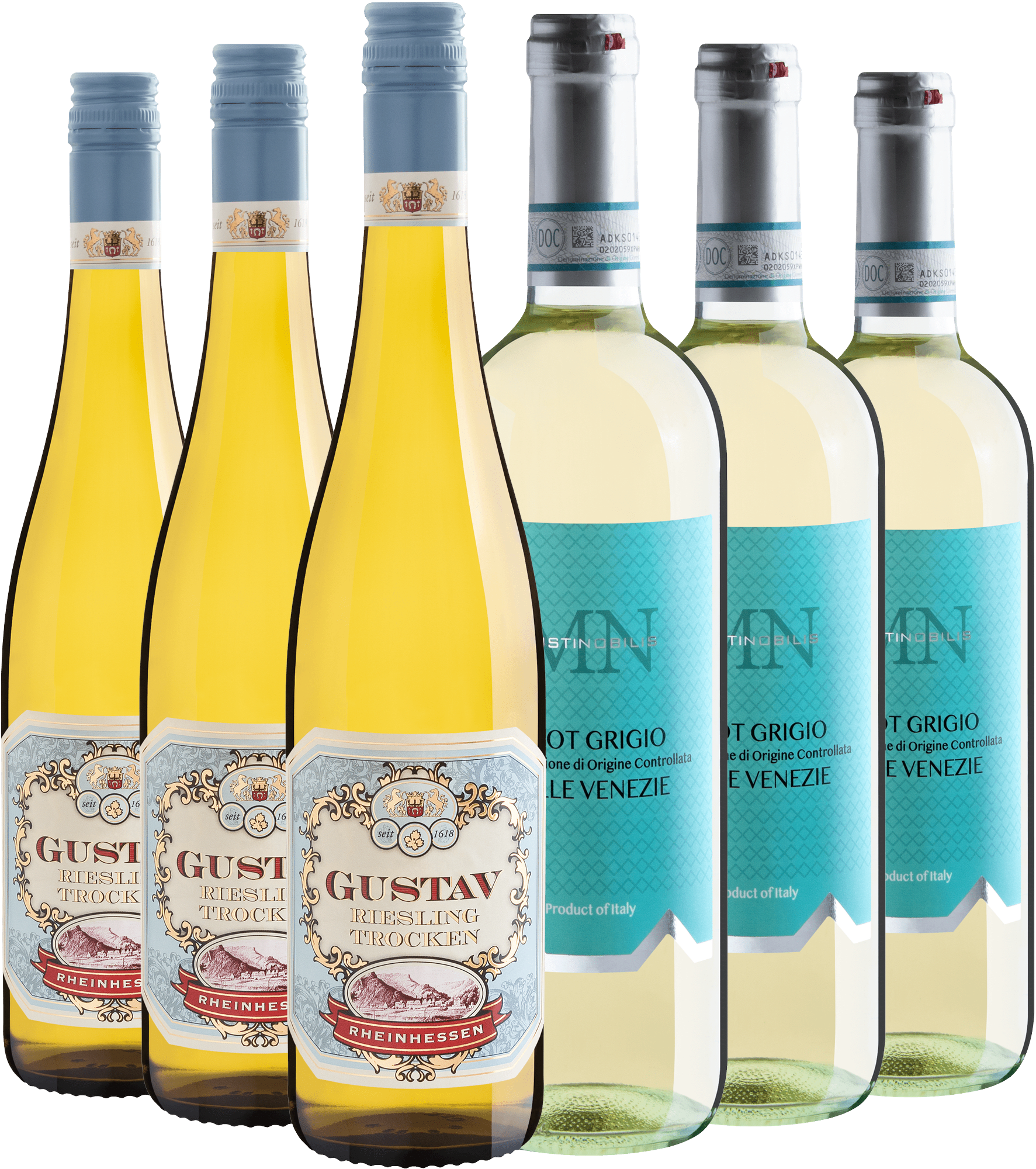 Kit 3 Gustav Riesling + 3 Musti Nobilis Pinot Grigio