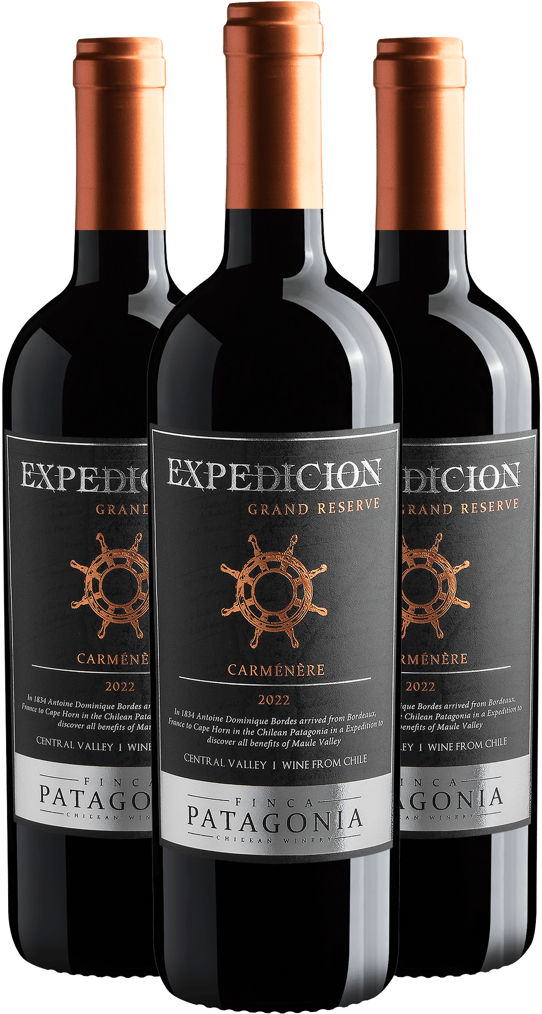 Kit 3 Finca Patagonia Expedicion Grand Reserve Carménère Central Valley D.O.