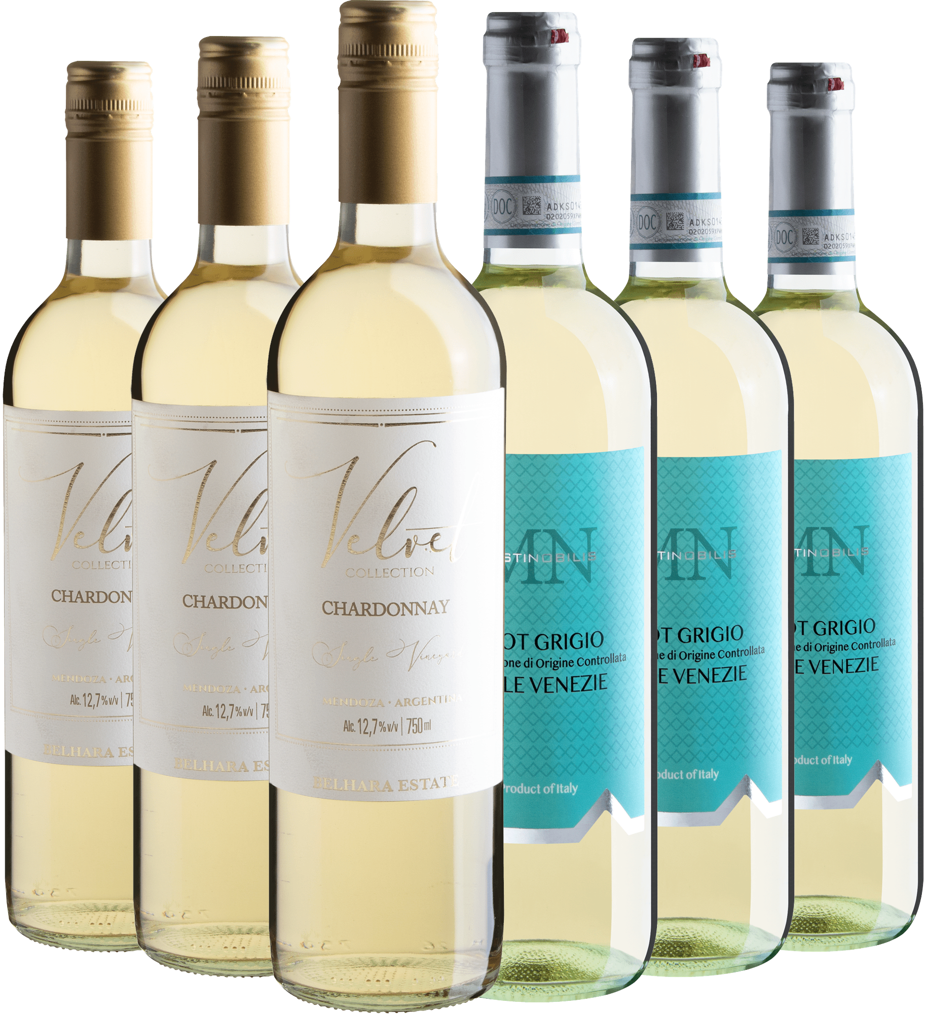 Kit 3 Chardonnays + 3 Pinots Grigios