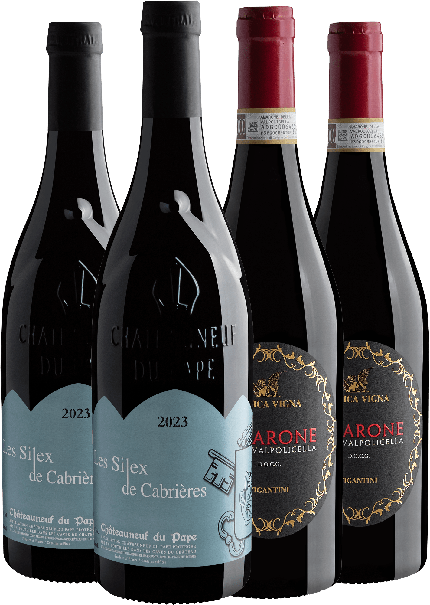 Kit Clássicos Notáveis 91+ Pontos | 2 Amarone della Valpolicella + 2 Châteauneuf-du-Pape