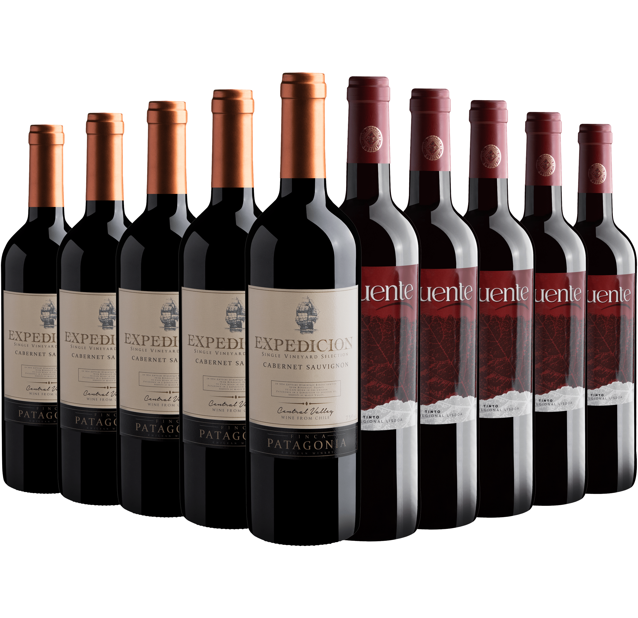 Kit Chile e Portugal | 5 Expedicion Cabernet Sauvignon + 5 Influente Tinto