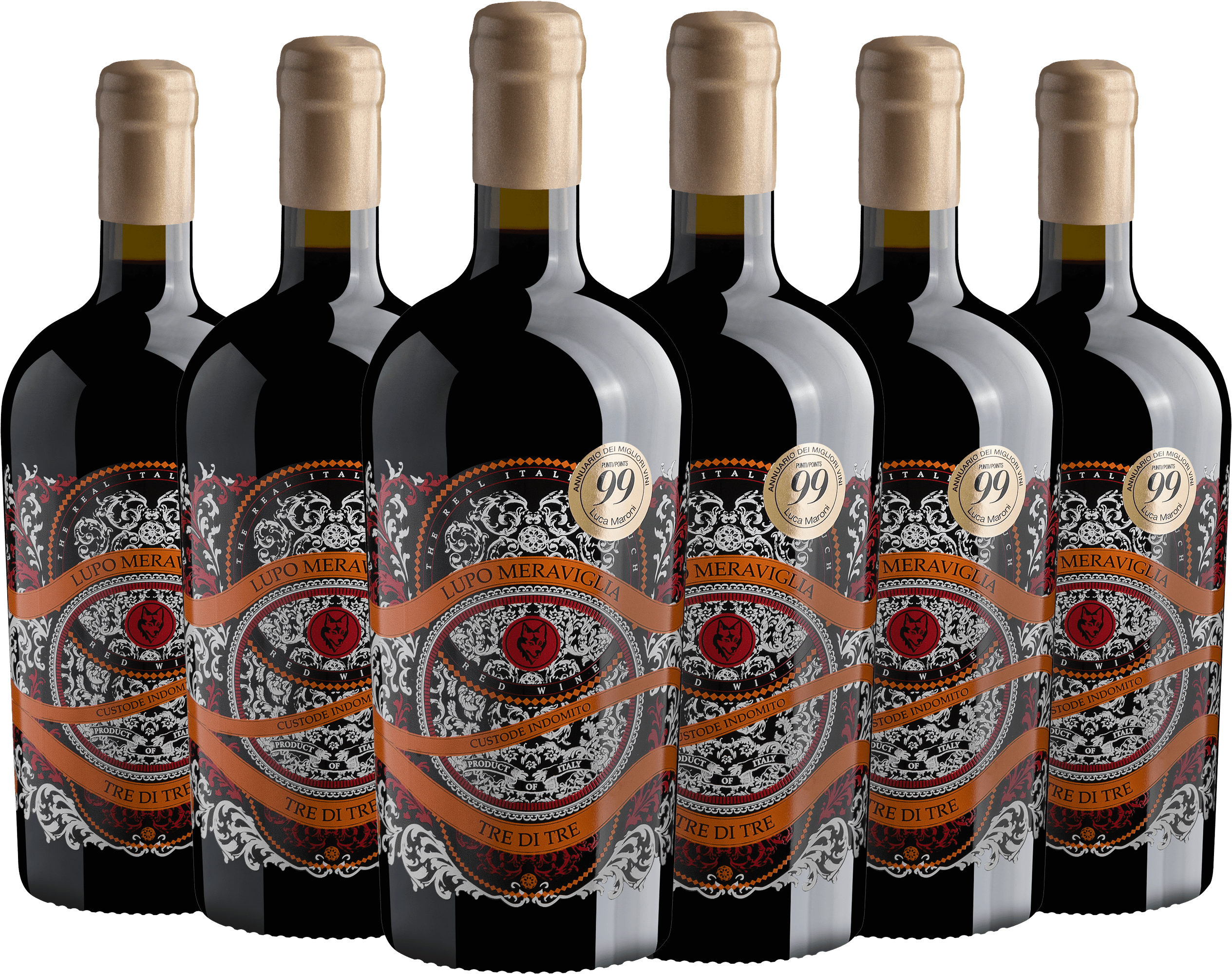 Kit 6 Lupo Meraviglia Tre di Tre Limited Edition Rosso Puglia IGT