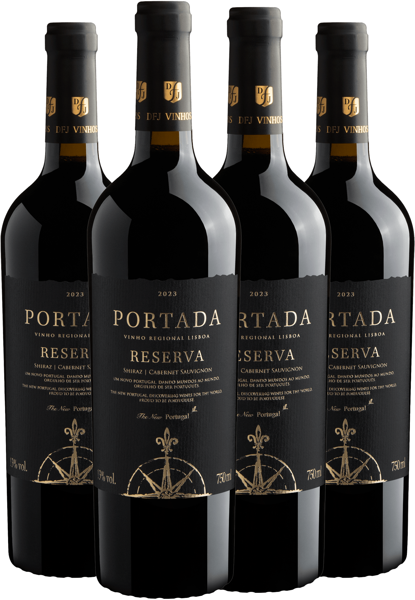 Kit 4 Portada Reserva Black Shiraz | Cabernet Sauvignon Vinho Regional Lisboa