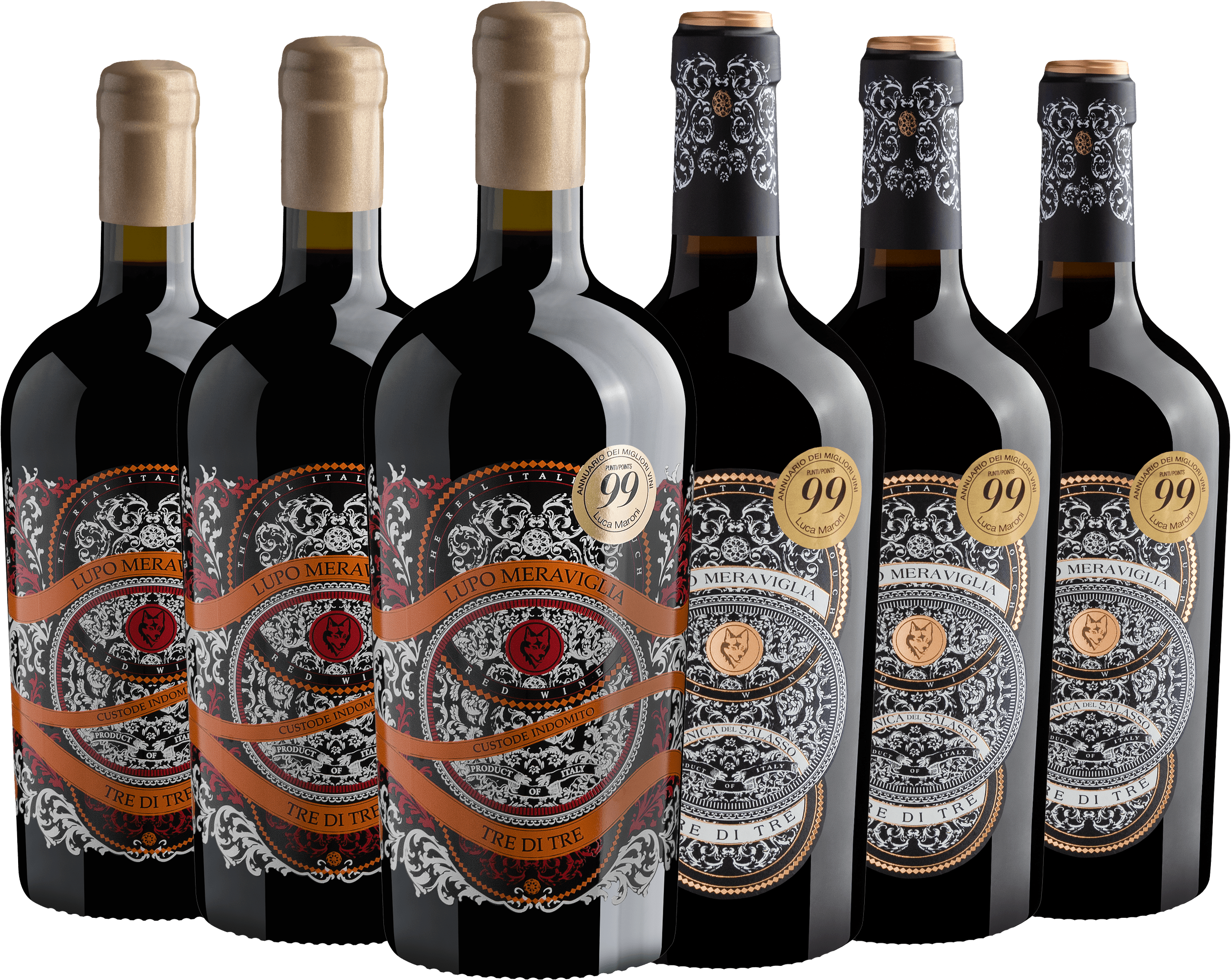 Kit Lupo Meraviglia Tre di Tre: 3 Limited Edition + 3 Rosso di Puglia