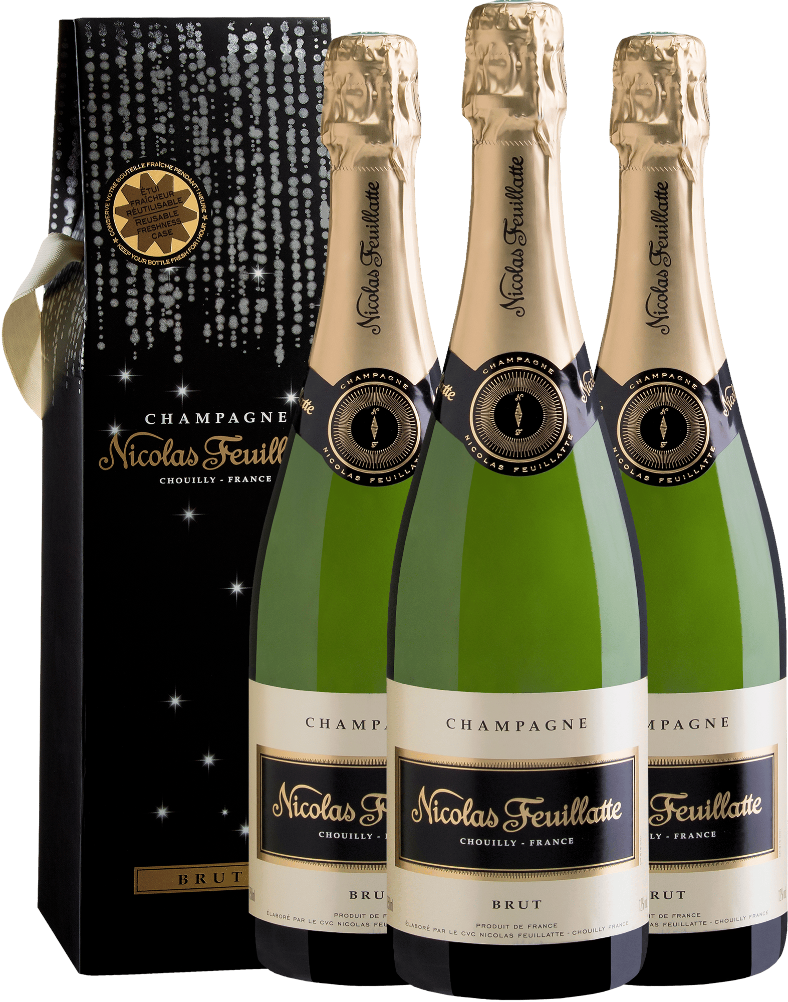 Trio Champagne Nicolas Feuillate Brut - Com caixa