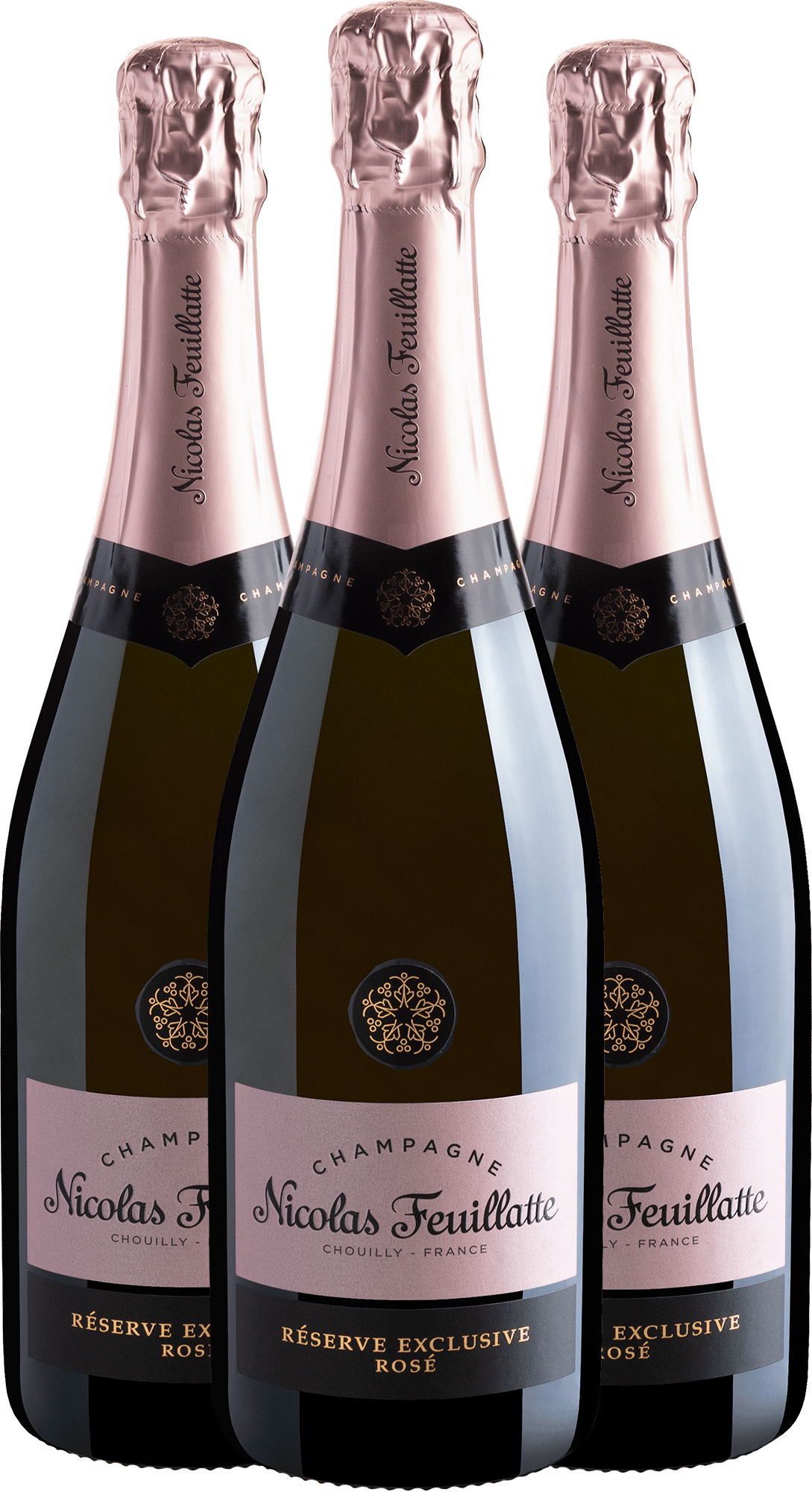 Trio Champagne Nicolas Feuillatte Réserve Exclusive Rosé