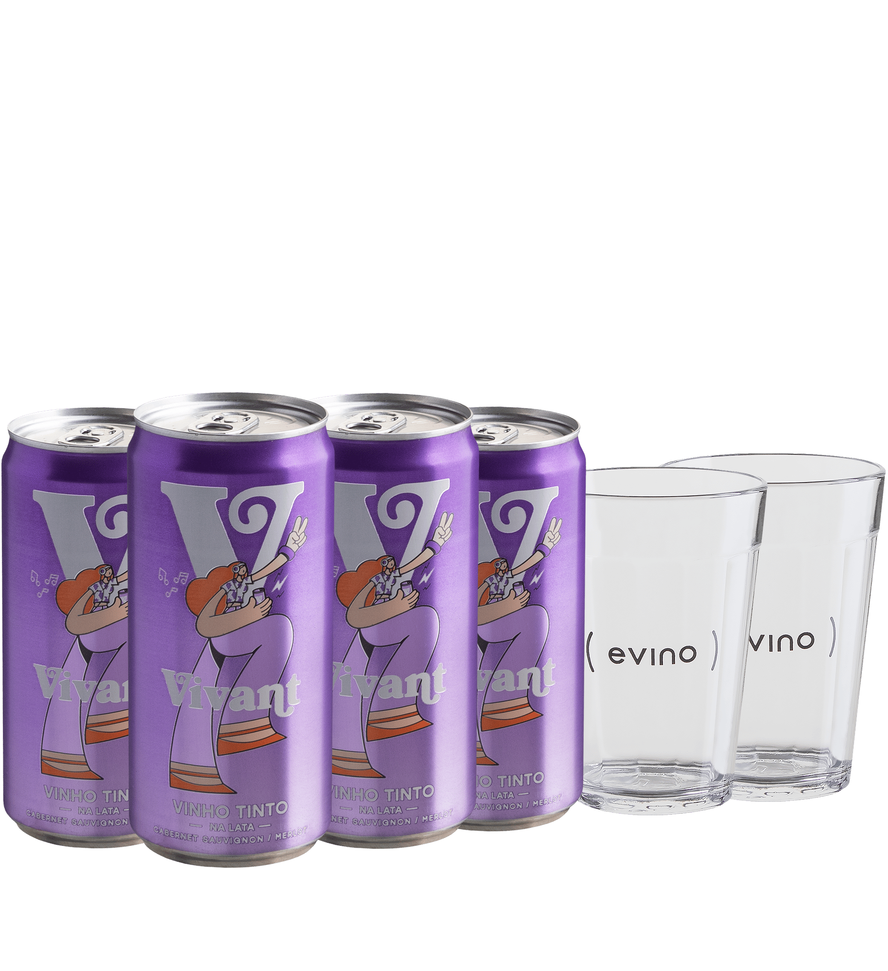 Kit Vivant Vinho na Lata Tinto + Copo Americano