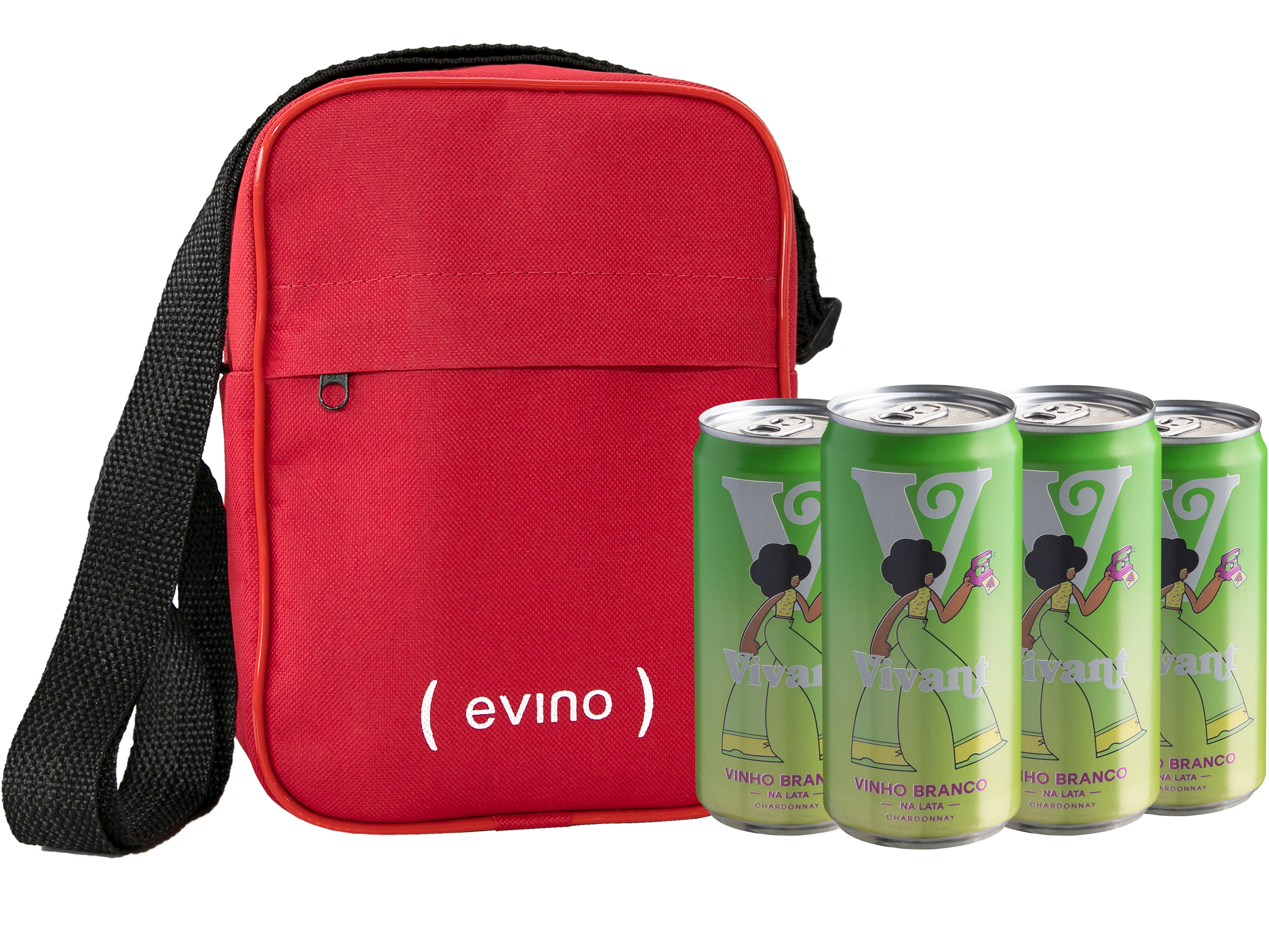 Kit Vivant - 4 Vinhos na Lata - Branco + Shoulder Bag Térmica