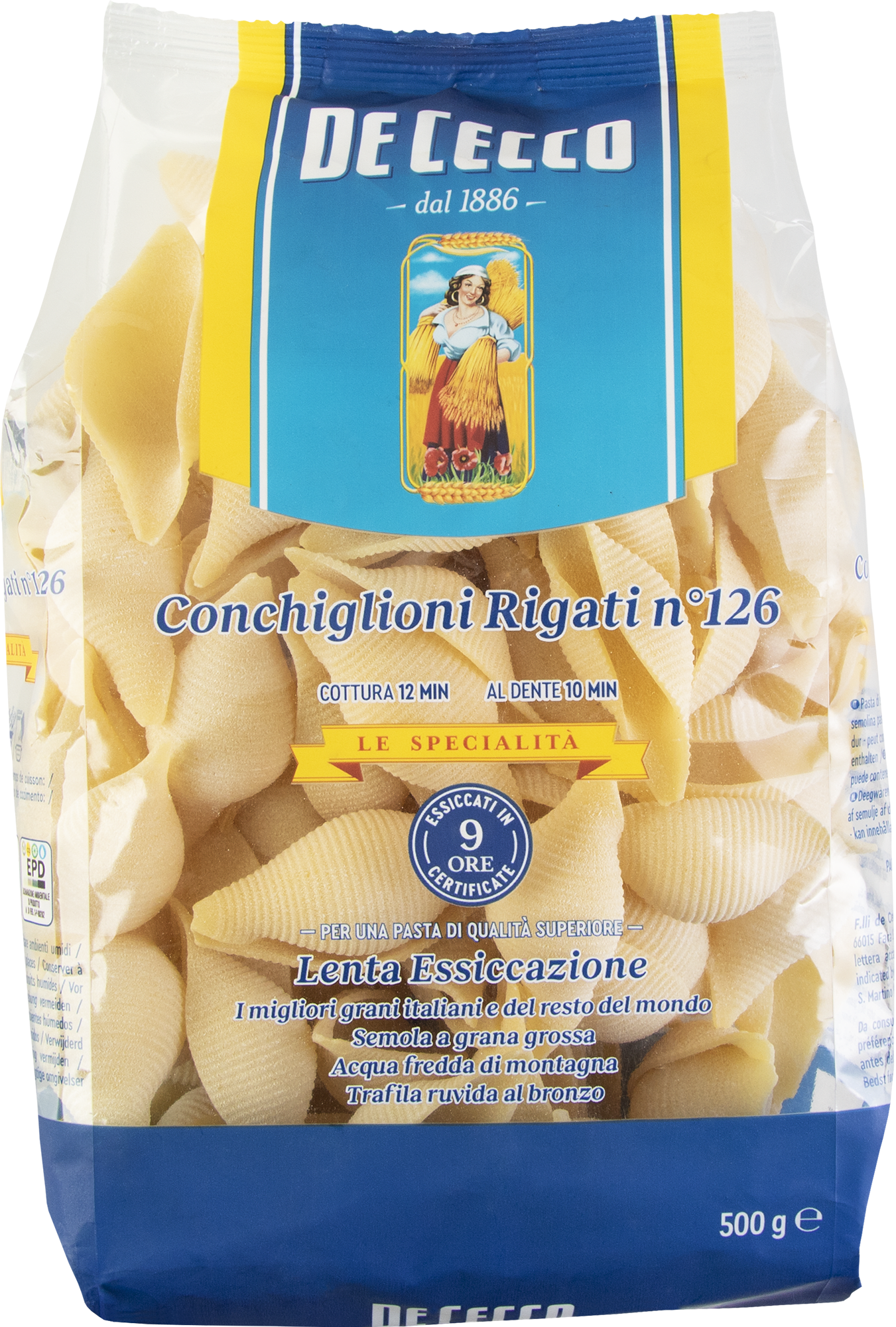 Conchiglioni Rigate nº126 Massa de Sêmola De Cecco - 500g
