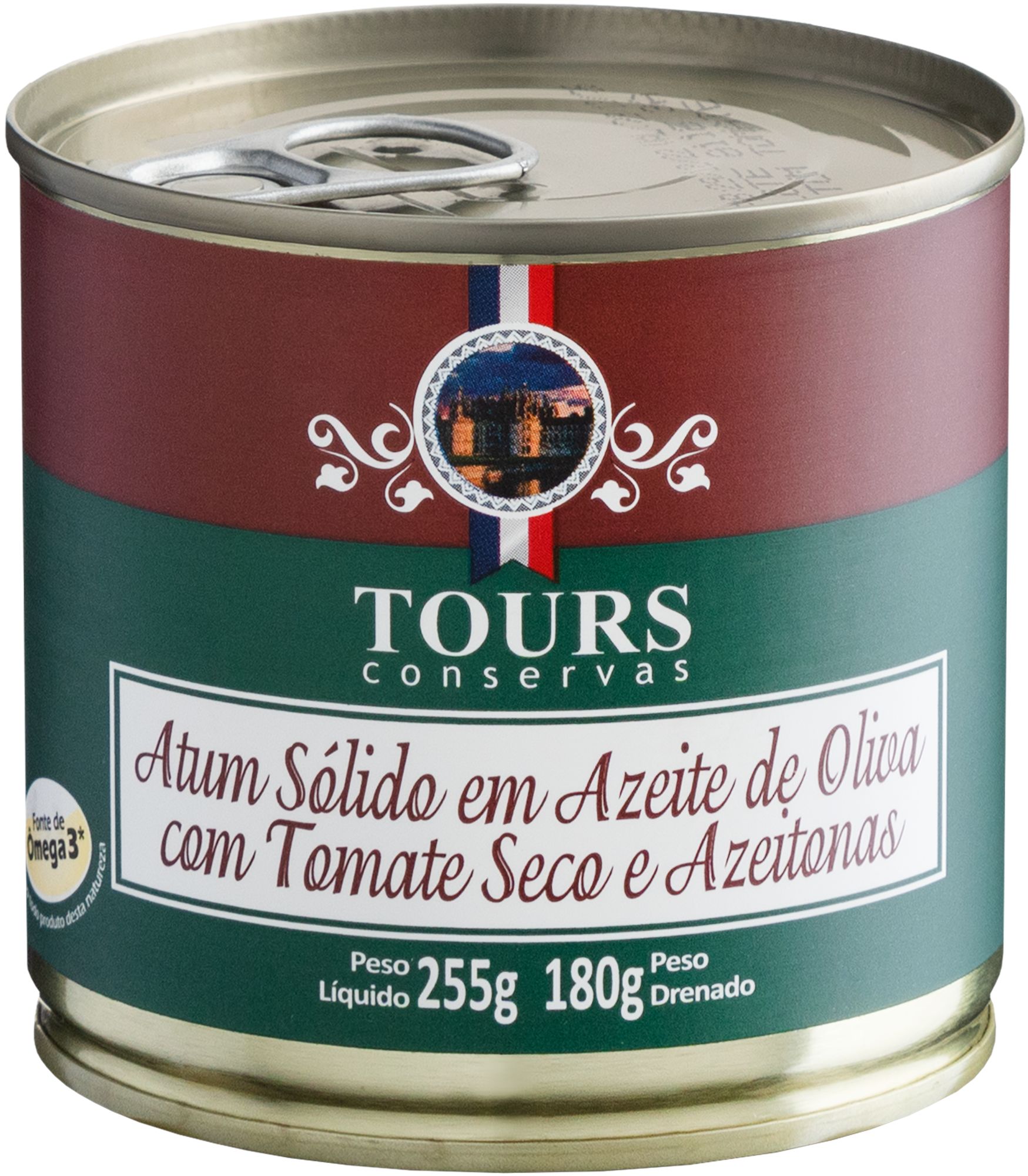 Atum Sólido em Azeite de Oliva com Tomate Seco e Azeitonas Tours Conservas - 255g