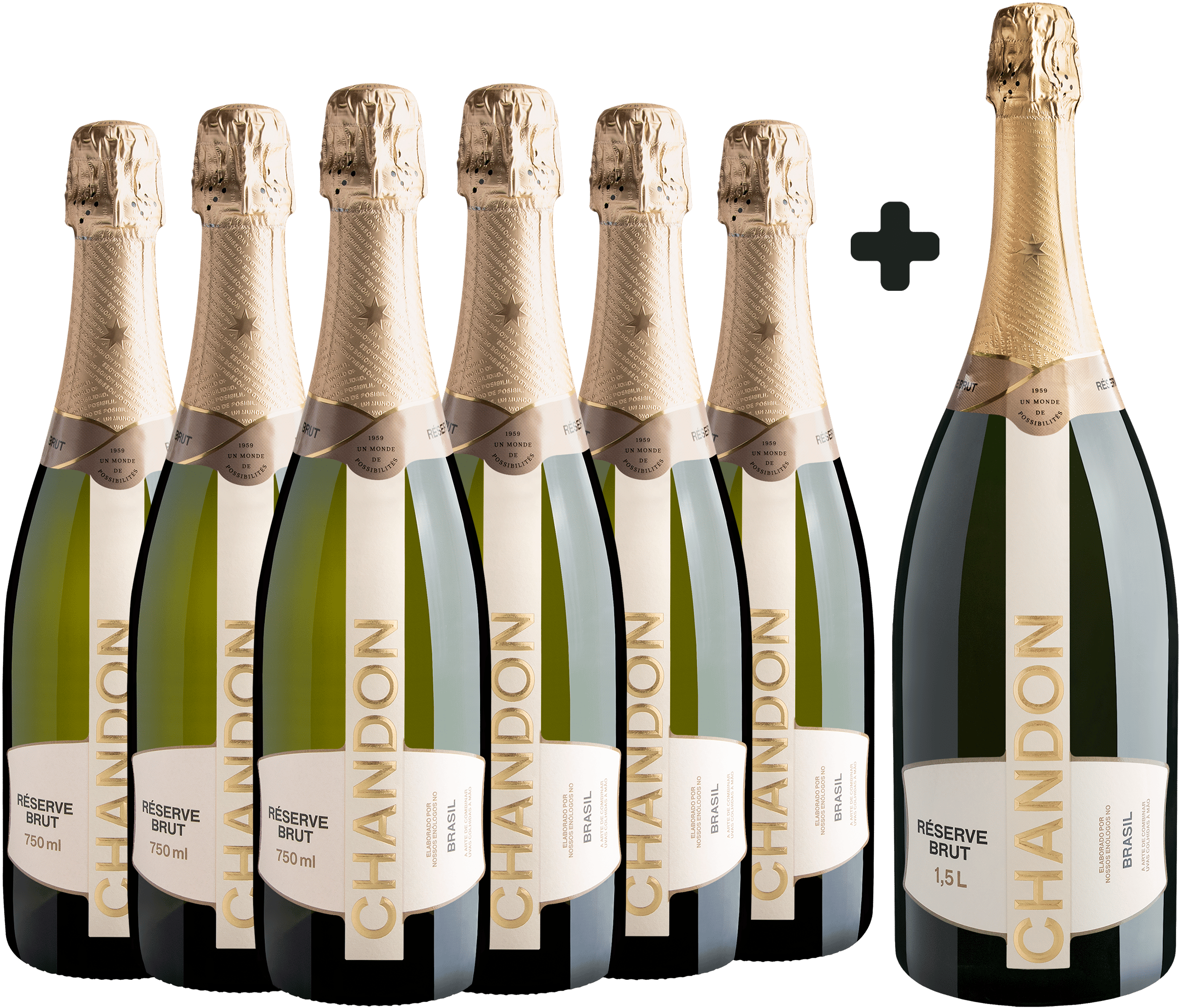 Kit Chandon Réserve Brut: leve 6 garrafas 750mL e GANHE 1 garrafa 1,5L