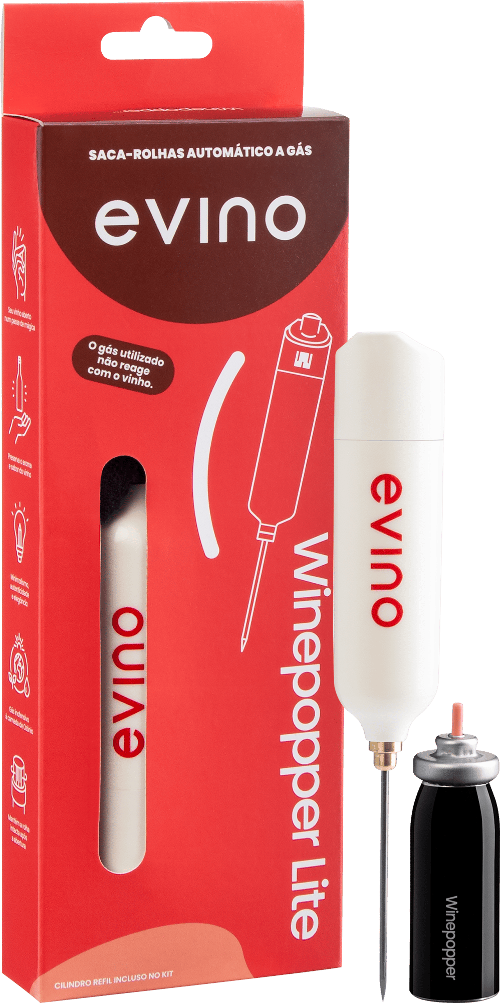 Saca-rolhas Automático a Gás Winepopper Lite Exclusivo Evino