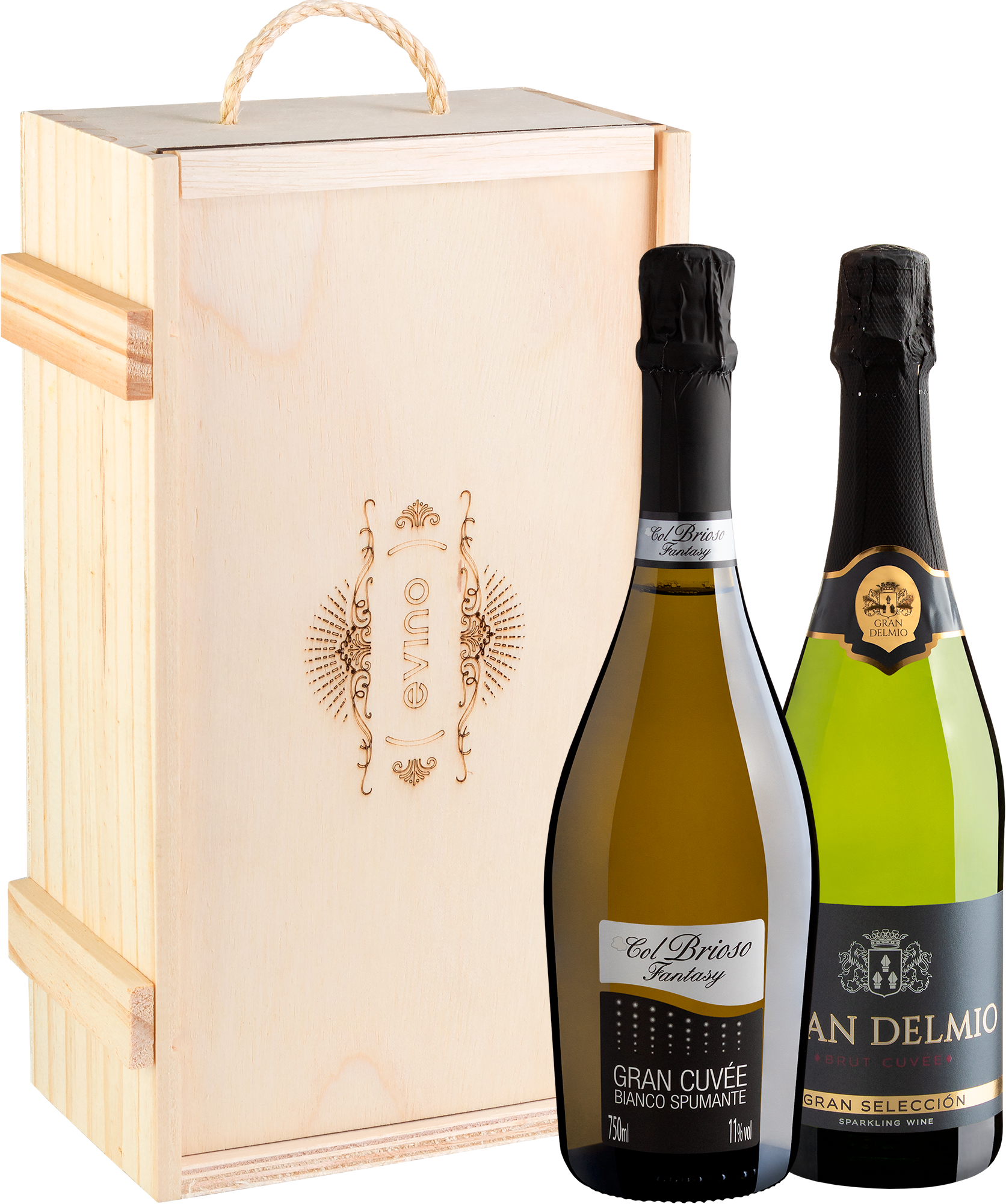 Kit Para Presentear: Espumantes na Caixa de Madeira