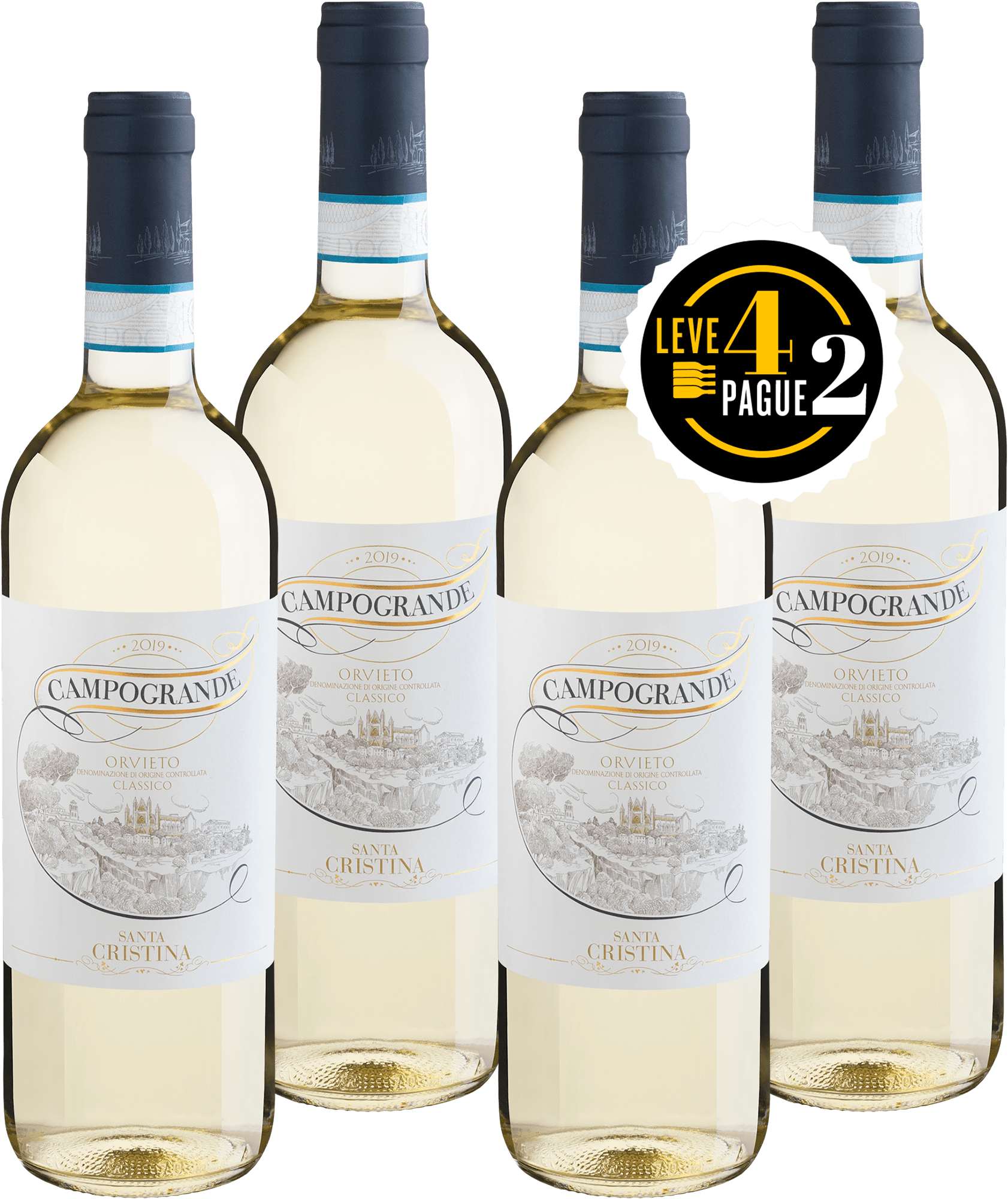 Leve 4, Pague 2: Santa Cristina Campo Grande Classico Orvieto DOC 2019 | R$74,95 por garrafa