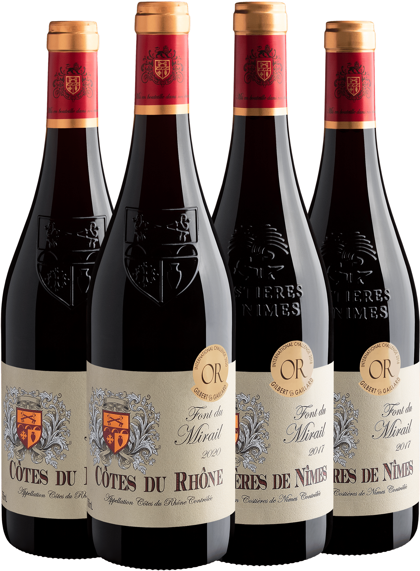 Kit Seleção Font du Mirail: 2 Côtes du Rhône + 2 Costières de Nîmes